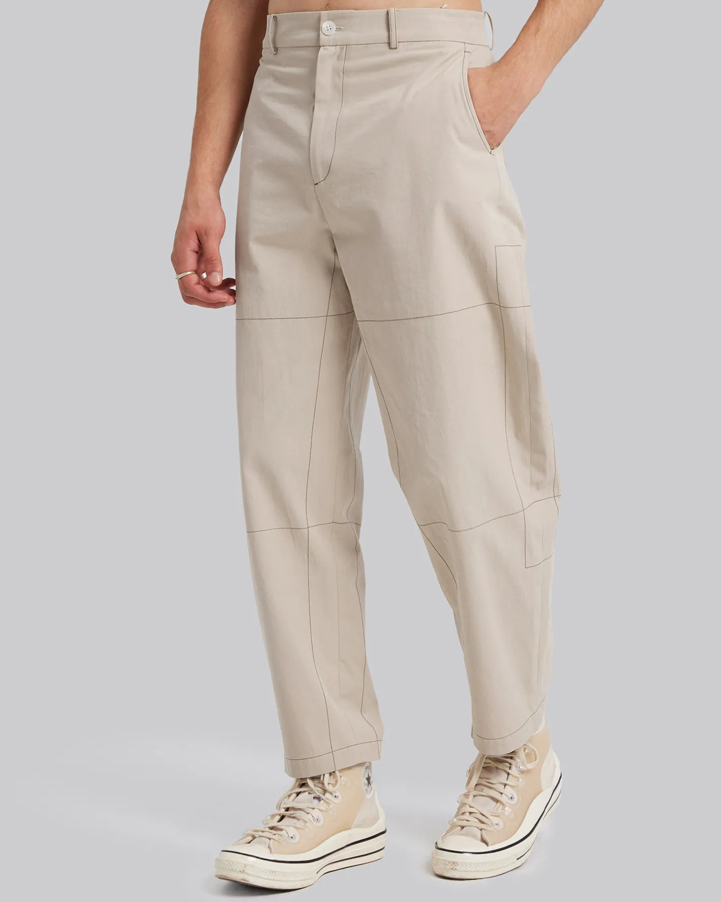 Outlet All-Cotton Ankle-Length Pants Man Standard Trousers