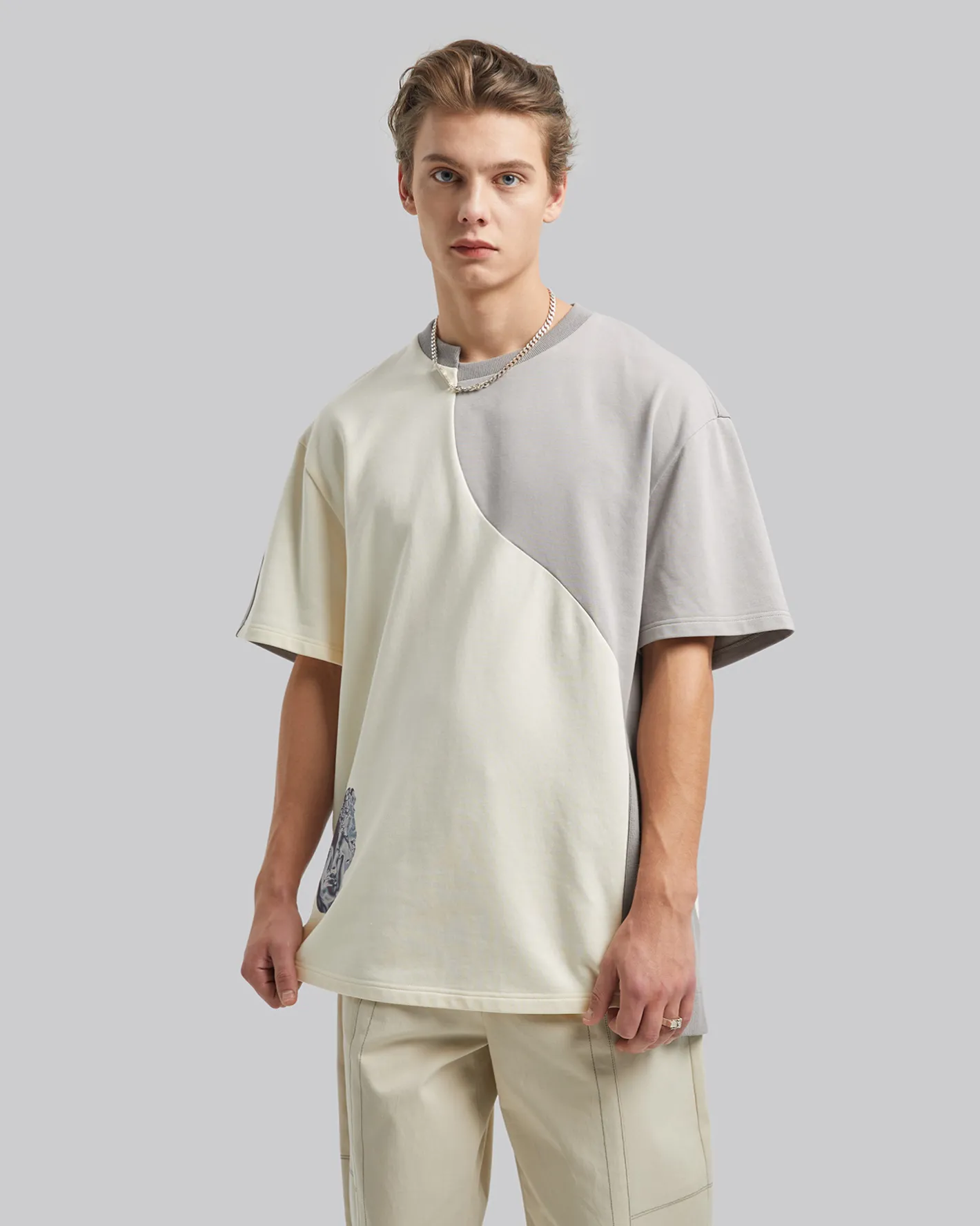 Fashion Asymmetric Graphic Tee Man Standard