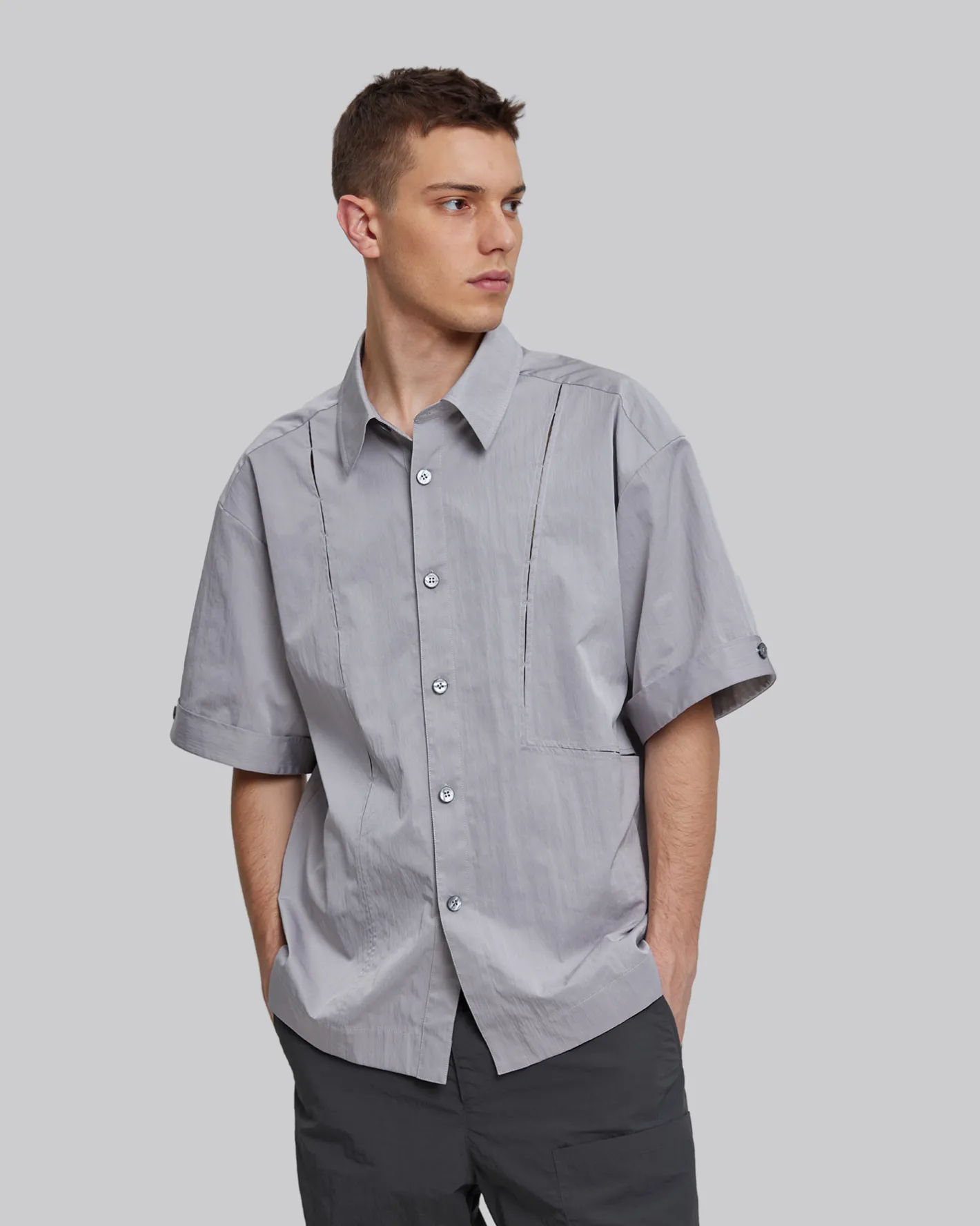 Fashion Breathable Nylon Paneled Shirt Man Standard