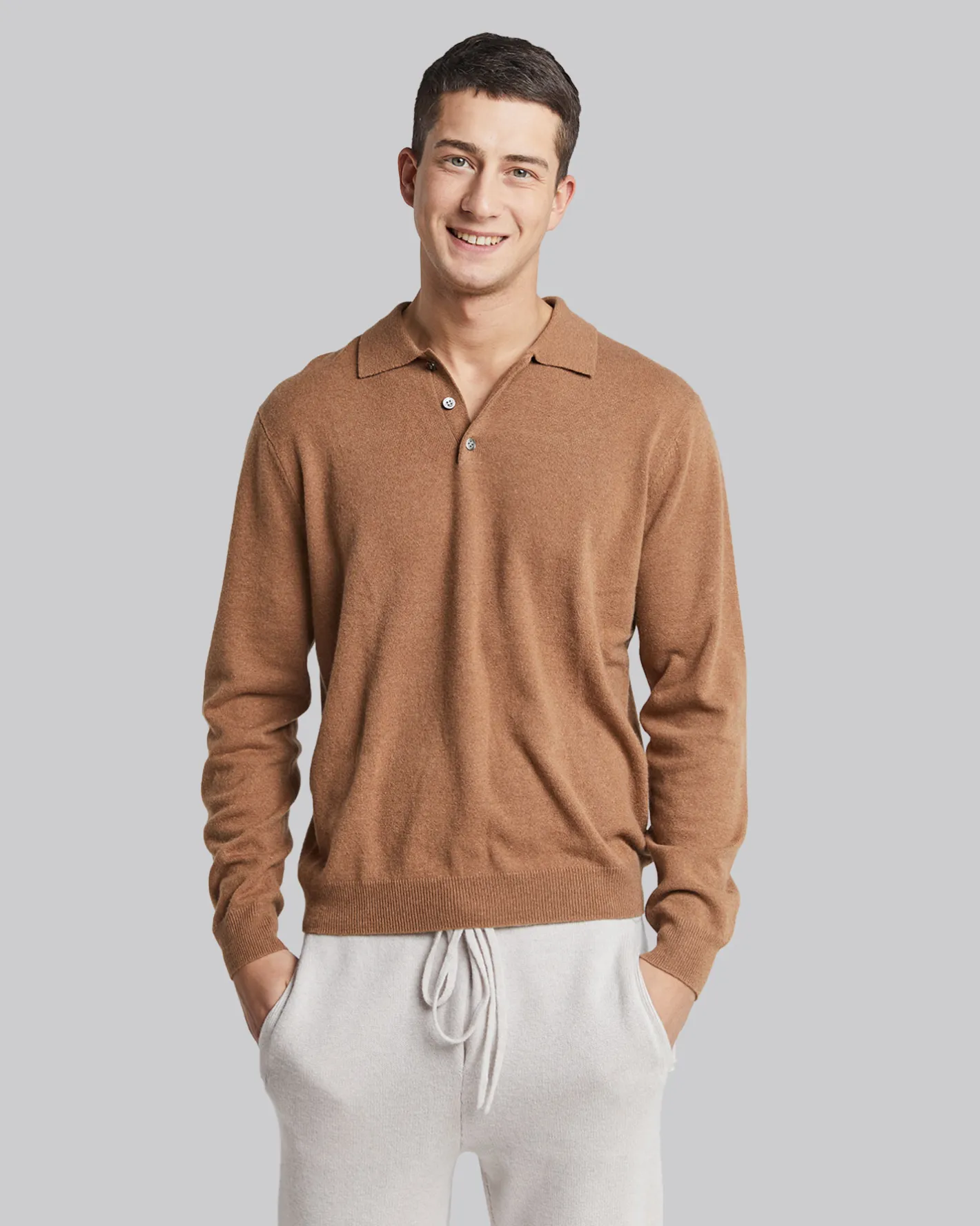 Best Sale 100% Cashmere Polo Sweater Man Standard