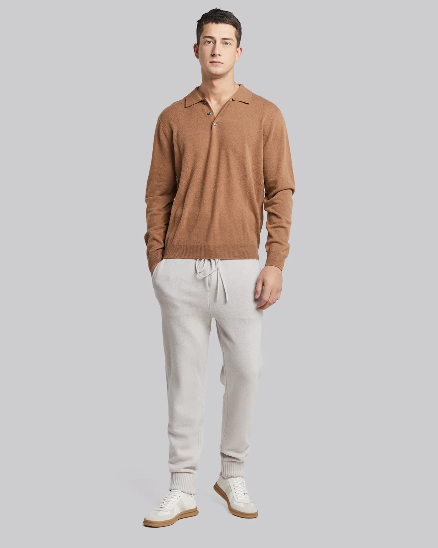 Best Sale 100% Cashmere Polo Sweater Man Standard