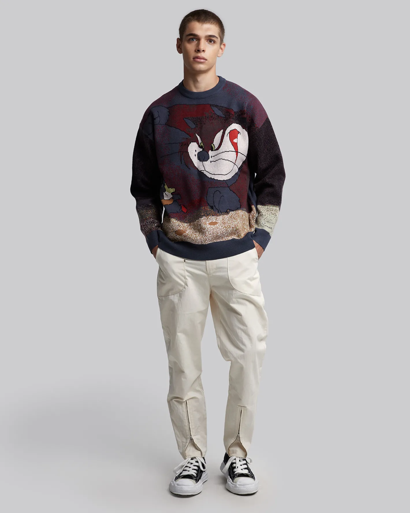 Fashion Cat & Mouse Graphics Crewneck Man Standard