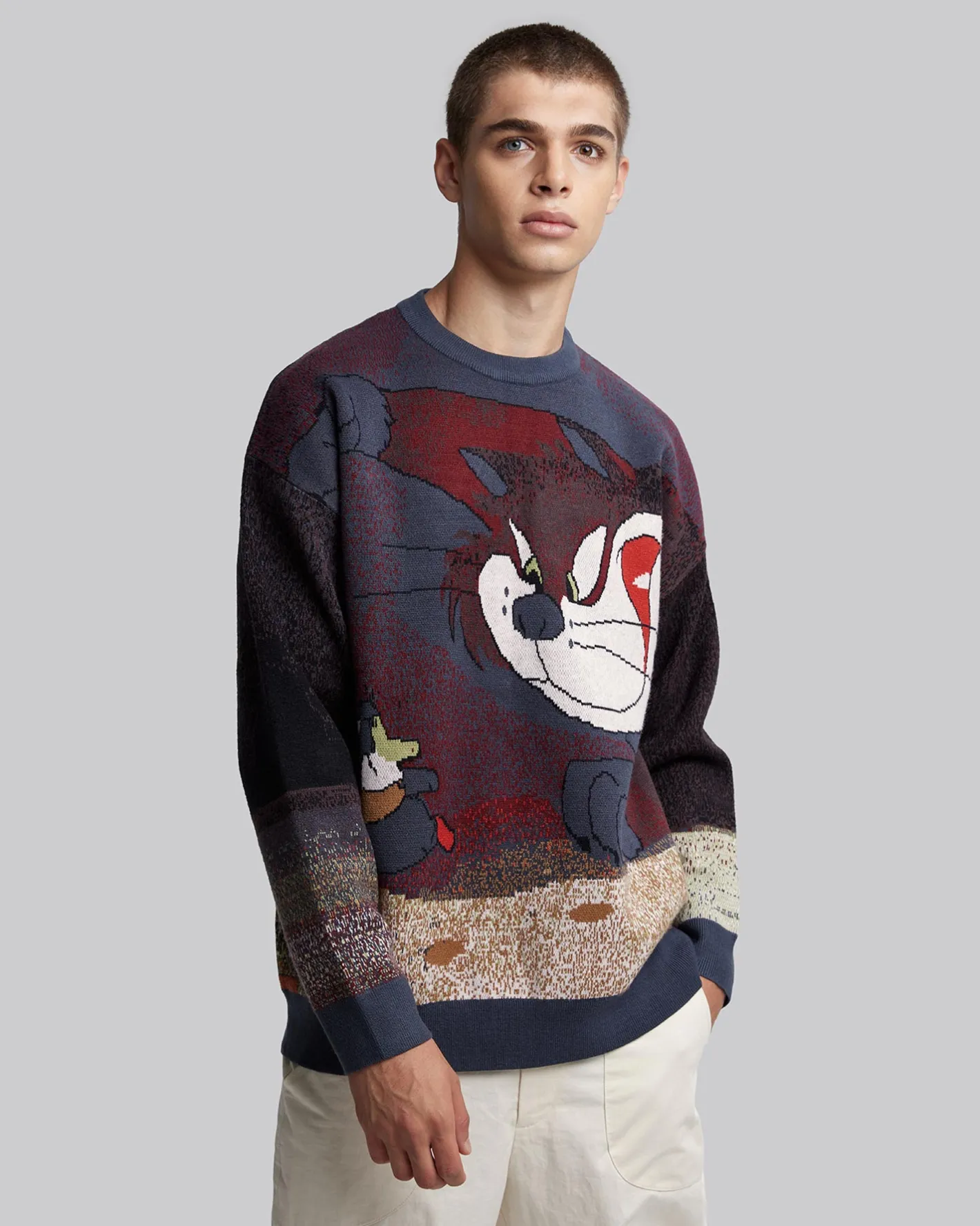 Fashion Cat & Mouse Graphics Crewneck Man Standard