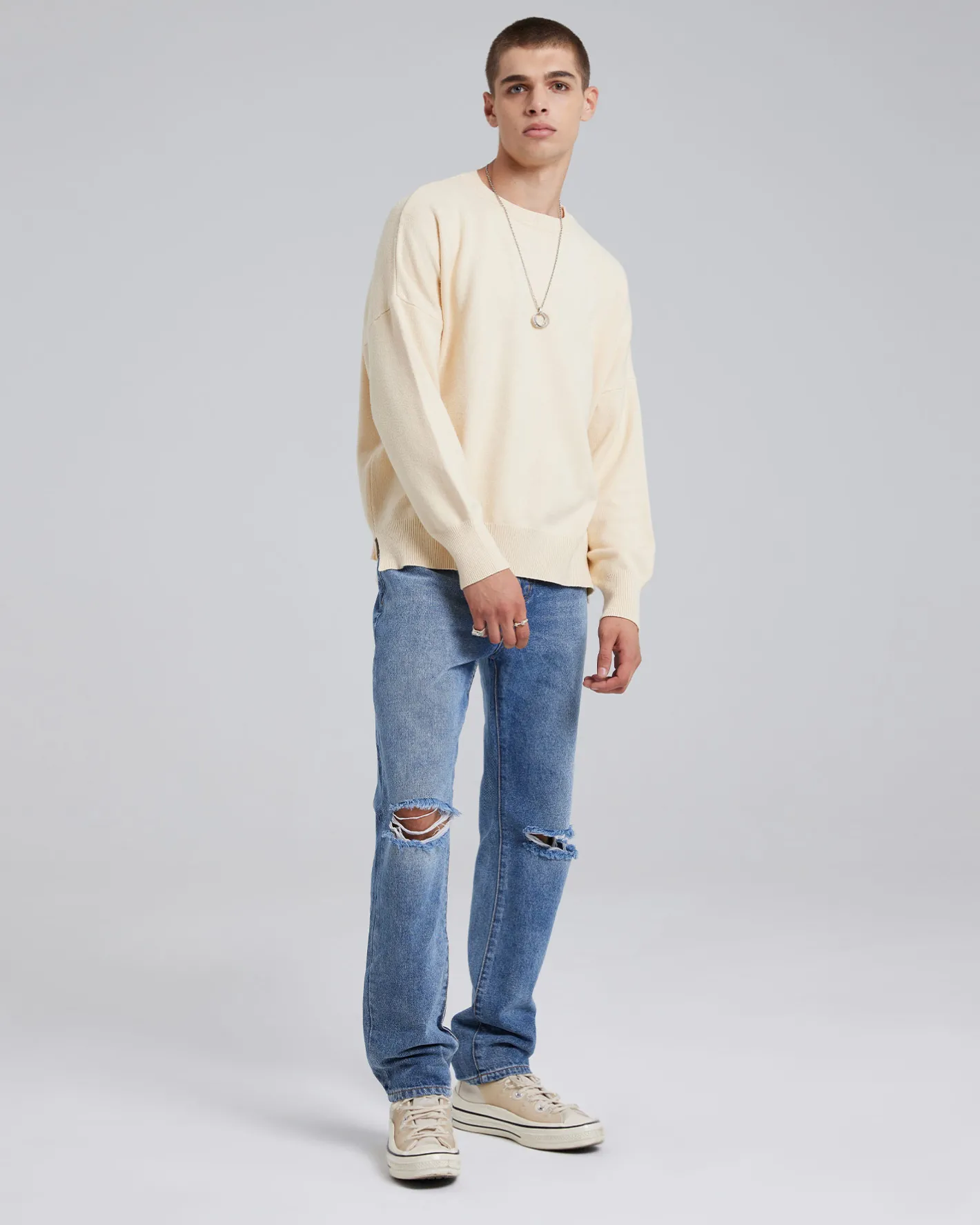 Cheap Classic Wool-Cashmere Sweater Man Standard