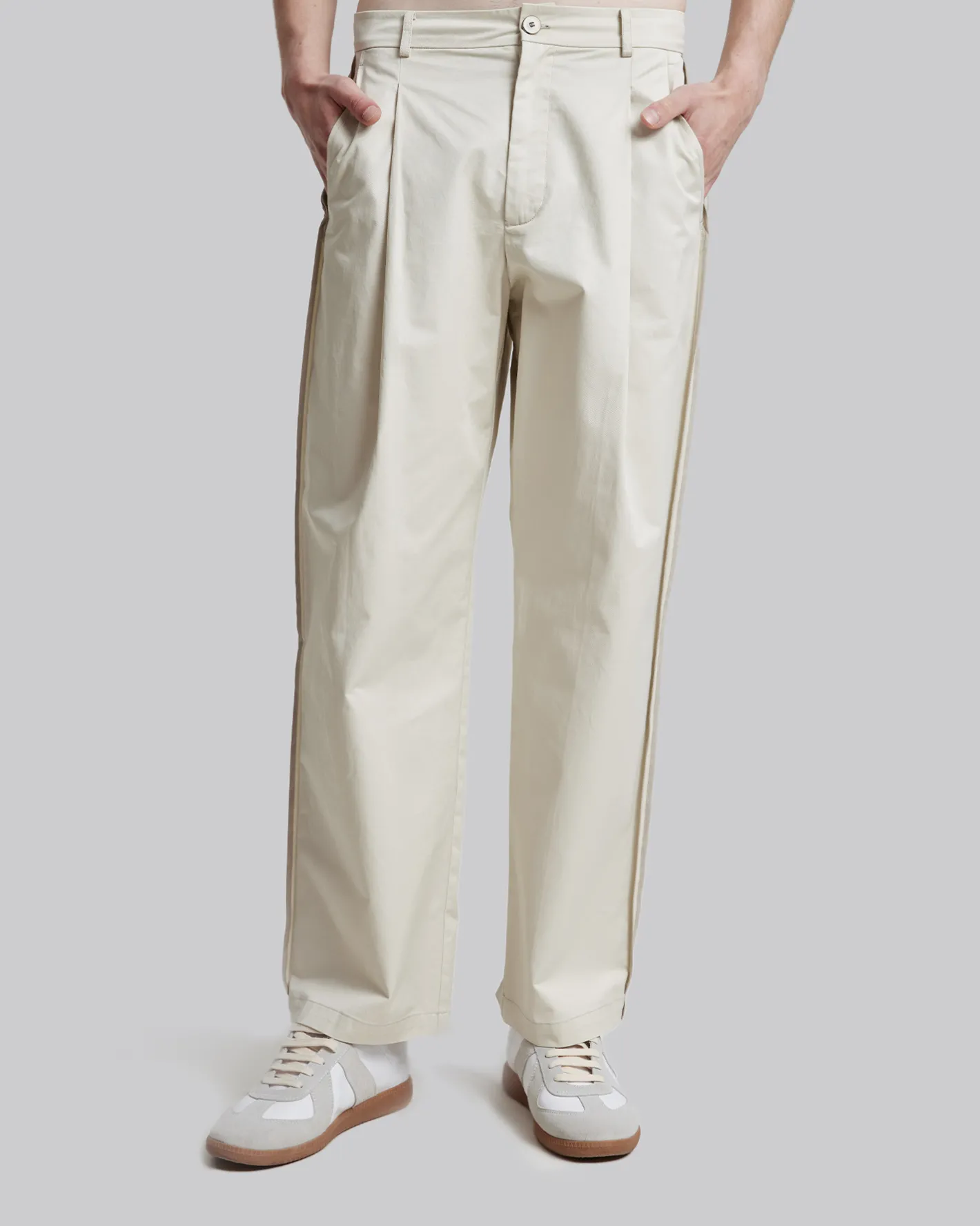 Cheap Cotton Pleated Pants Man Standard Trousers