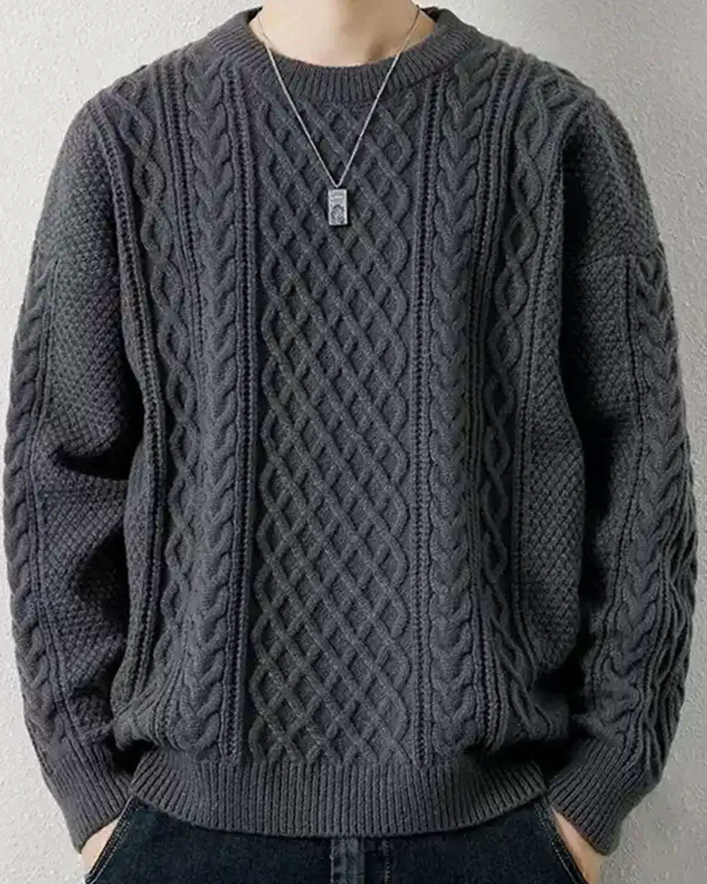 Best Crewneck Cable-Knit Jumper Man Standard