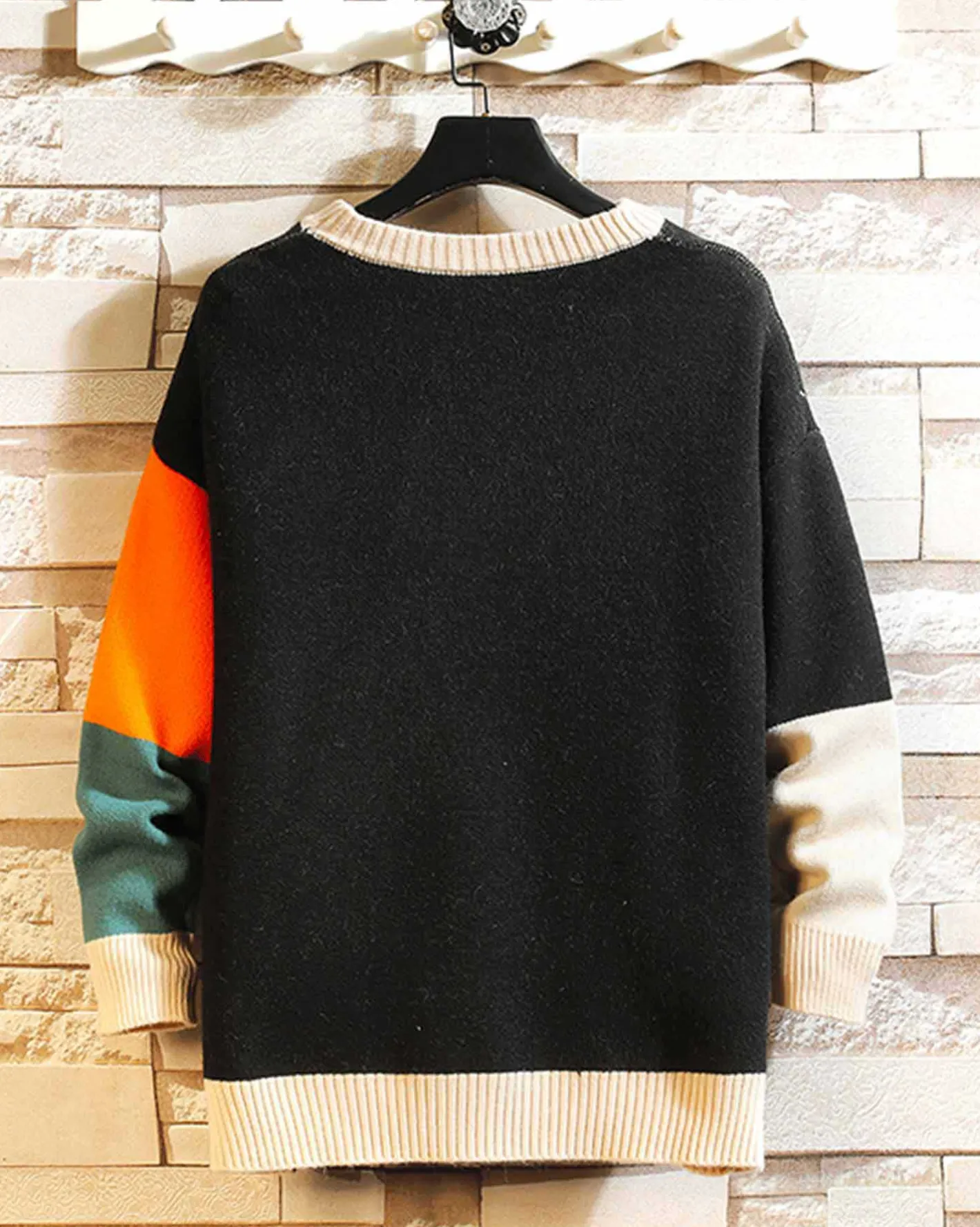 Fashion Crewneck Colorblock Knit Jumper Man Standard