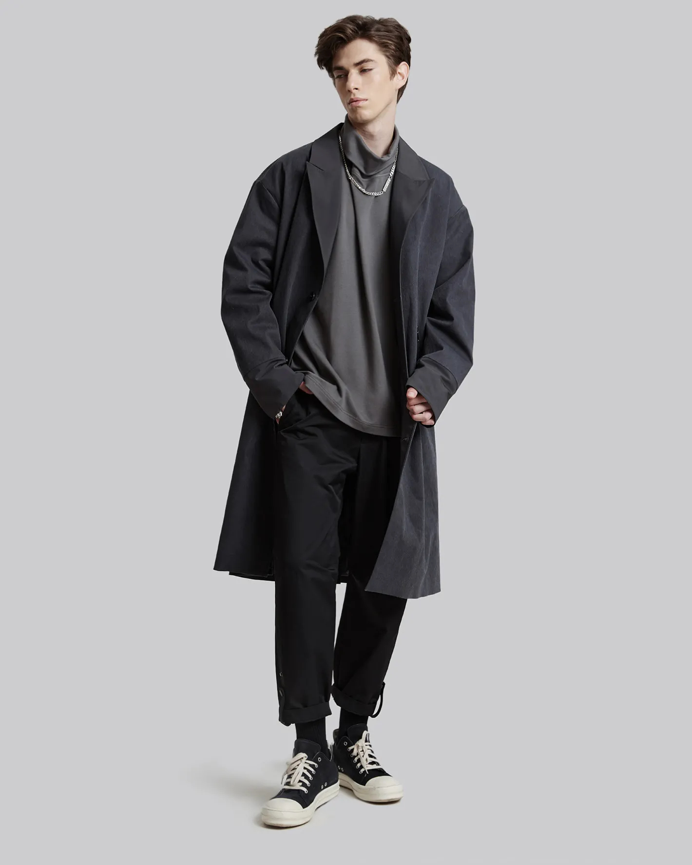 Online Diagonal Hand-Pockets Coat Man Coat