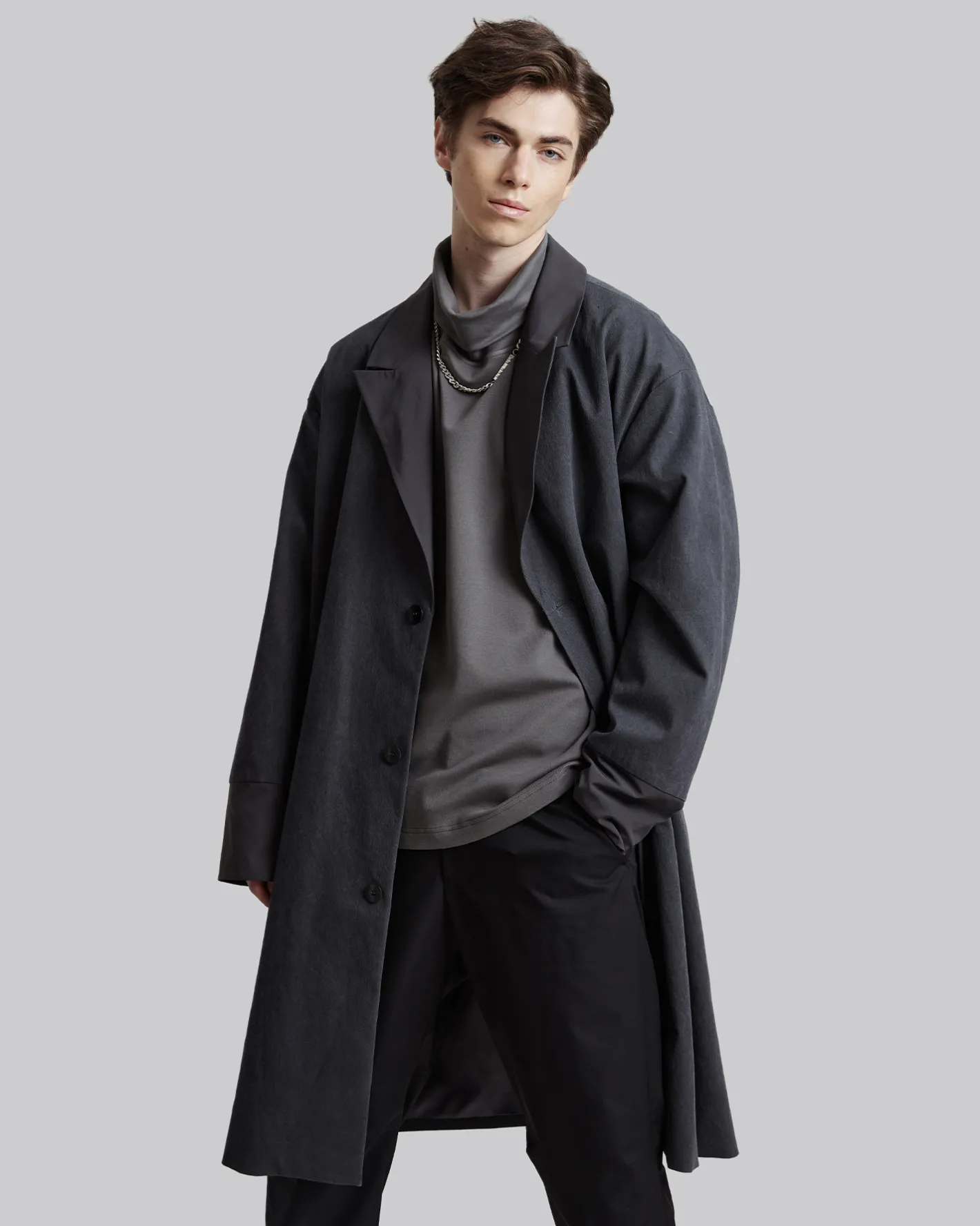 Online Diagonal Hand-Pockets Coat Man Coat