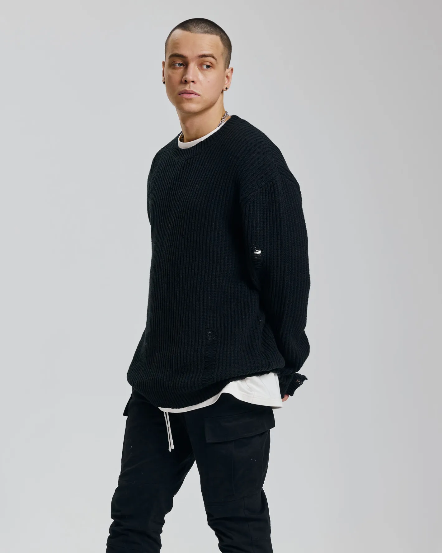 Best Distressed Crewneck Sweater Man Standard