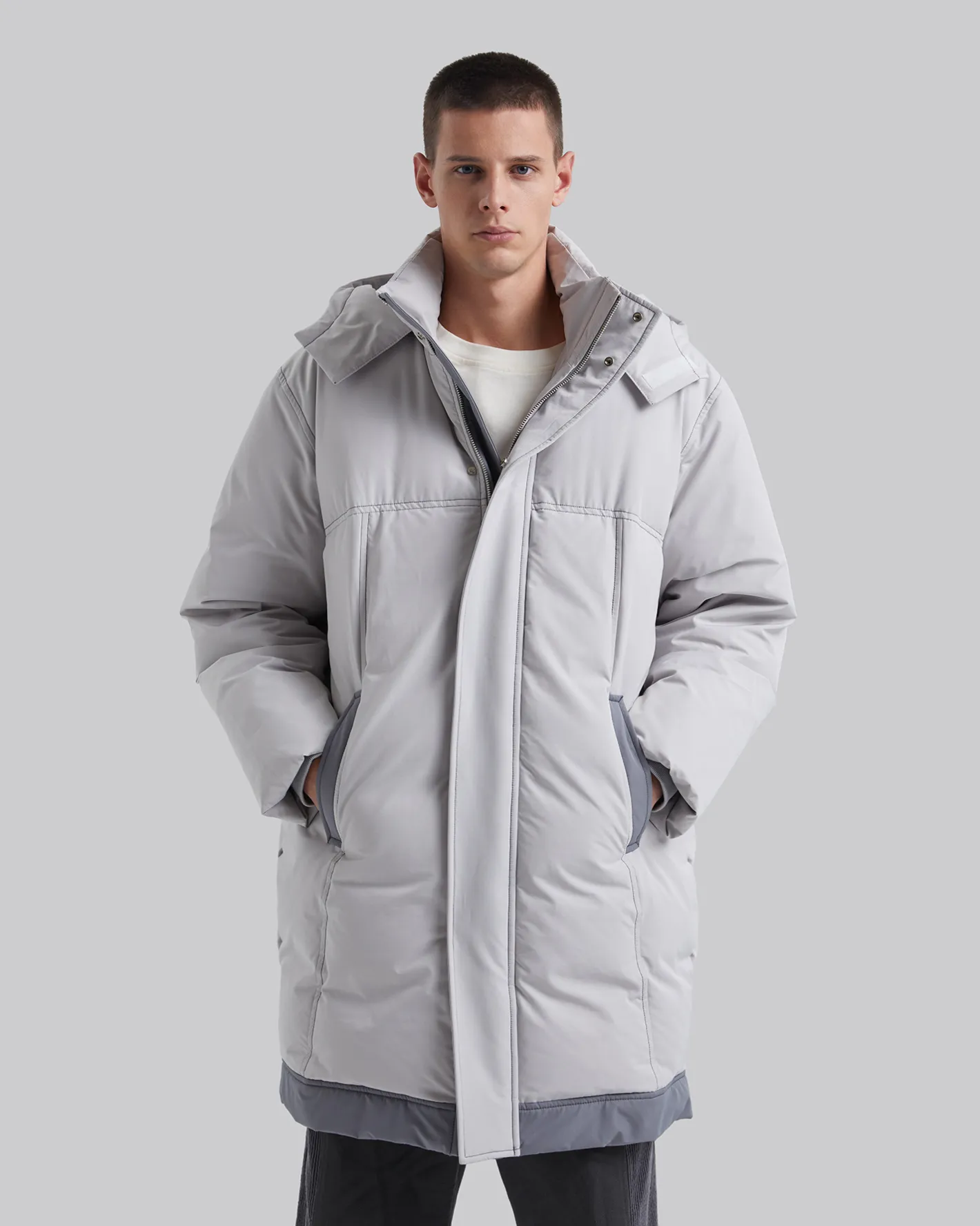 Cheap Elbow-Patch Long Down Jacket Man Coat