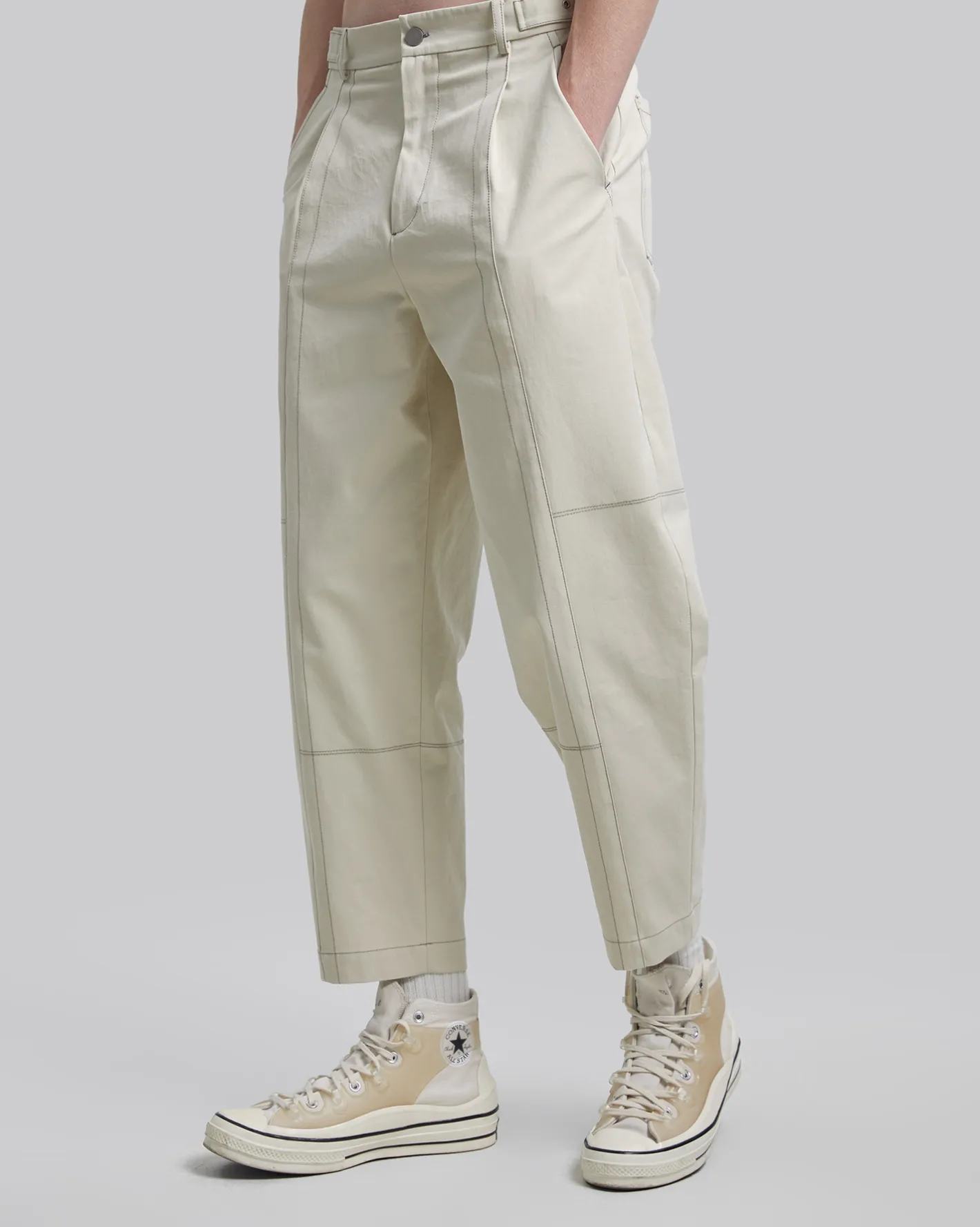 Clearance Exposed Seam Baggy Pants Man Standard Trousers