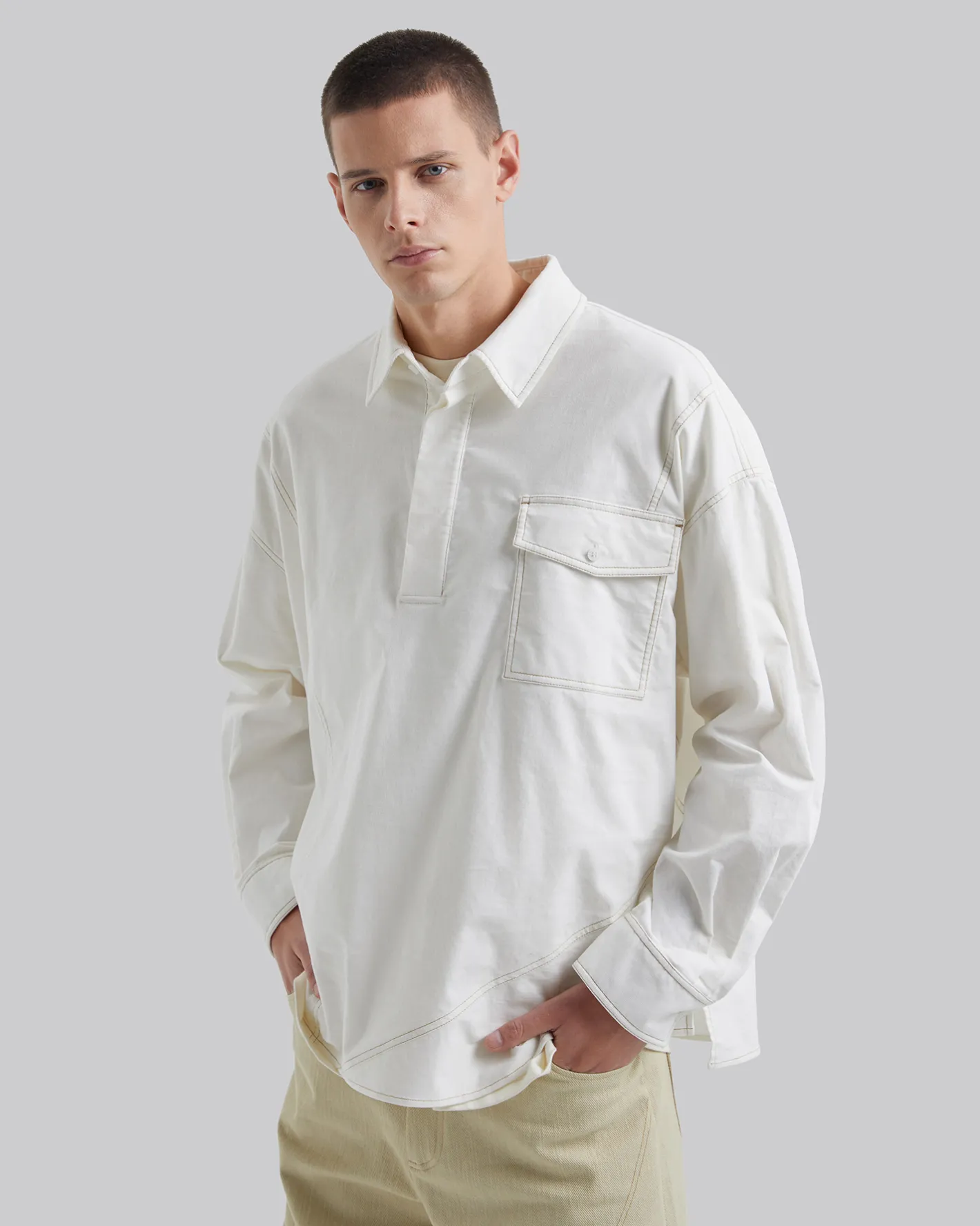 Outlet Exposed Seam Polo-Shirt Man Standard