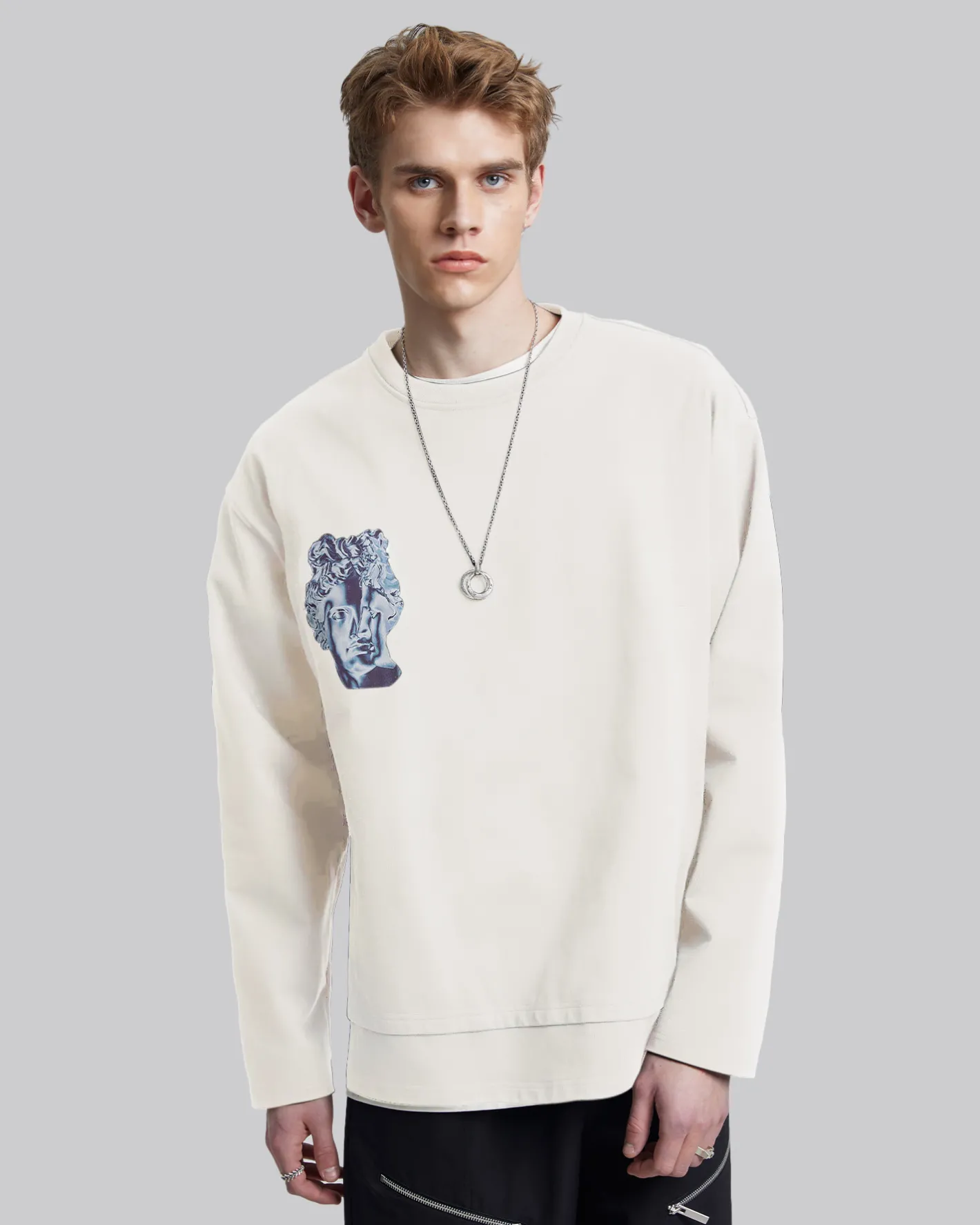 Hot High Low Hem Graphic Sweatshirt Man Standard