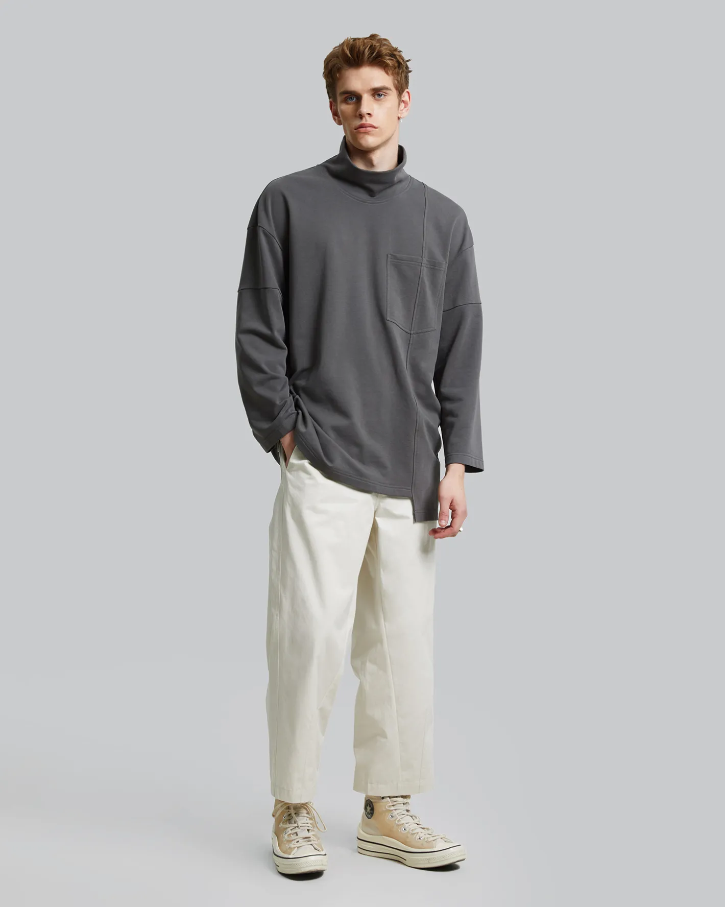 Shop High Neck Asymmetric Sweatshirt Man Standard