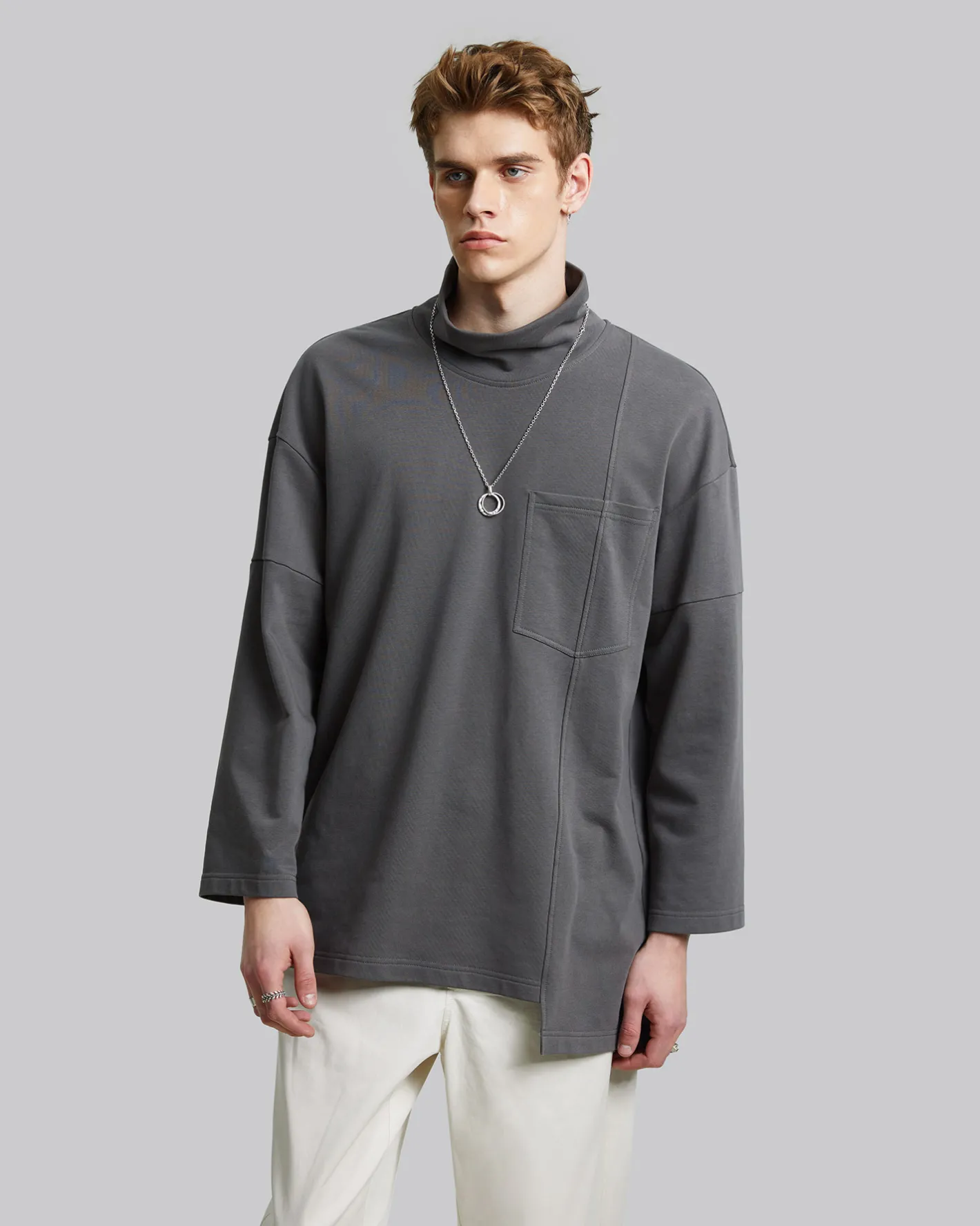 Shop High Neck Asymmetric Sweatshirt Man Standard