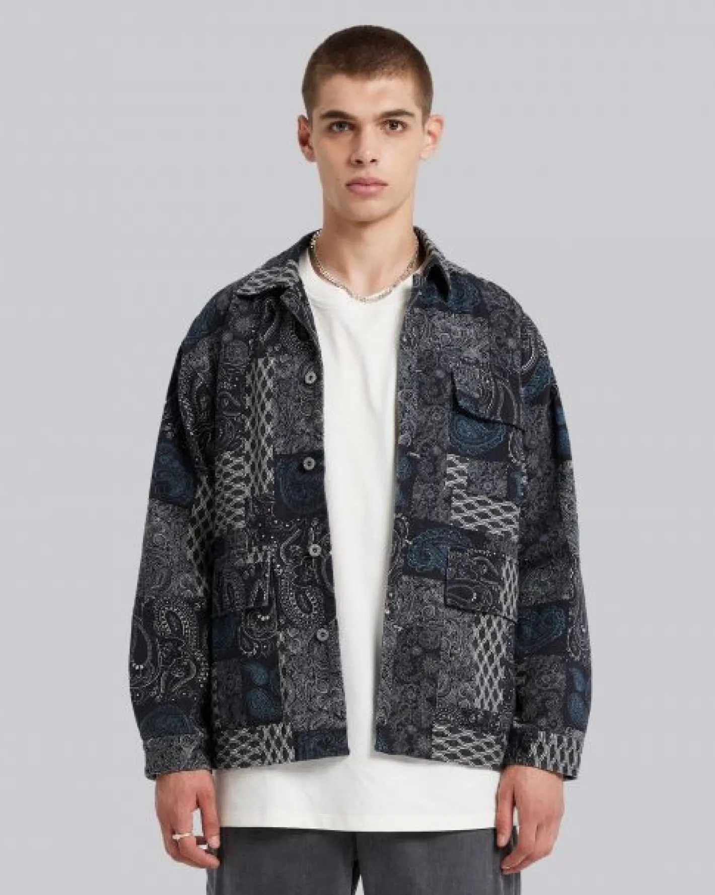 Cheap Intricate Pattern Overshirt Man Standard