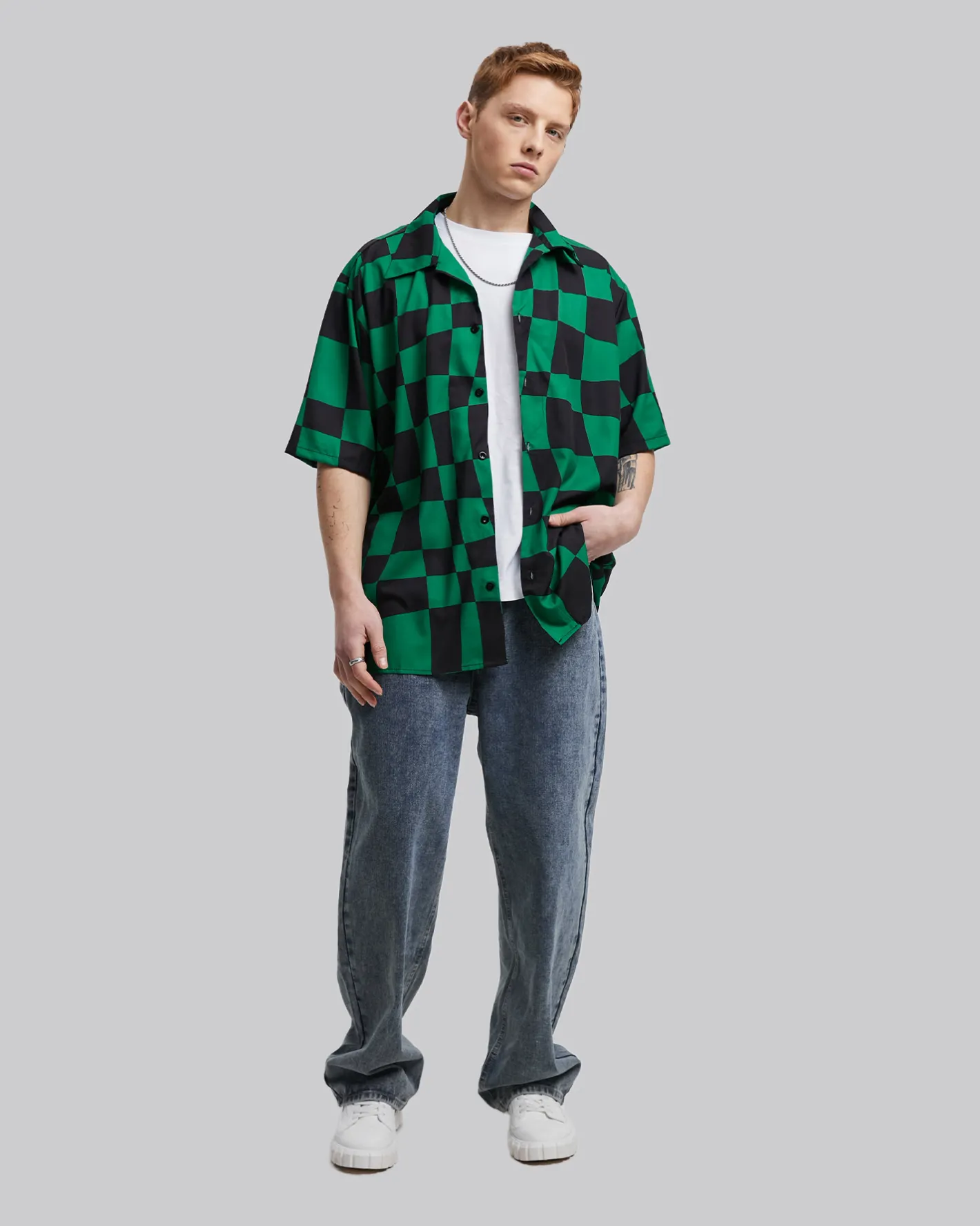 Cheap Irregular Checkered Shirt Man Standard