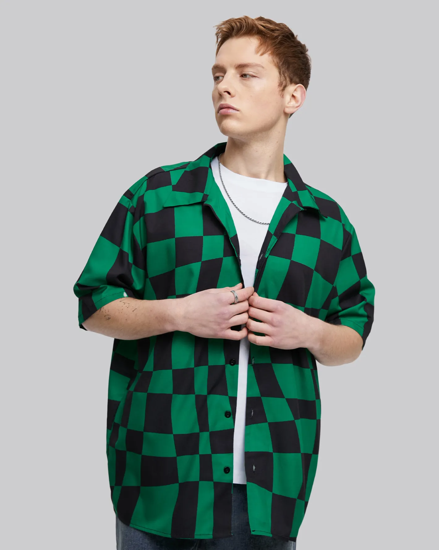 Cheap Irregular Checkered Shirt Man Standard