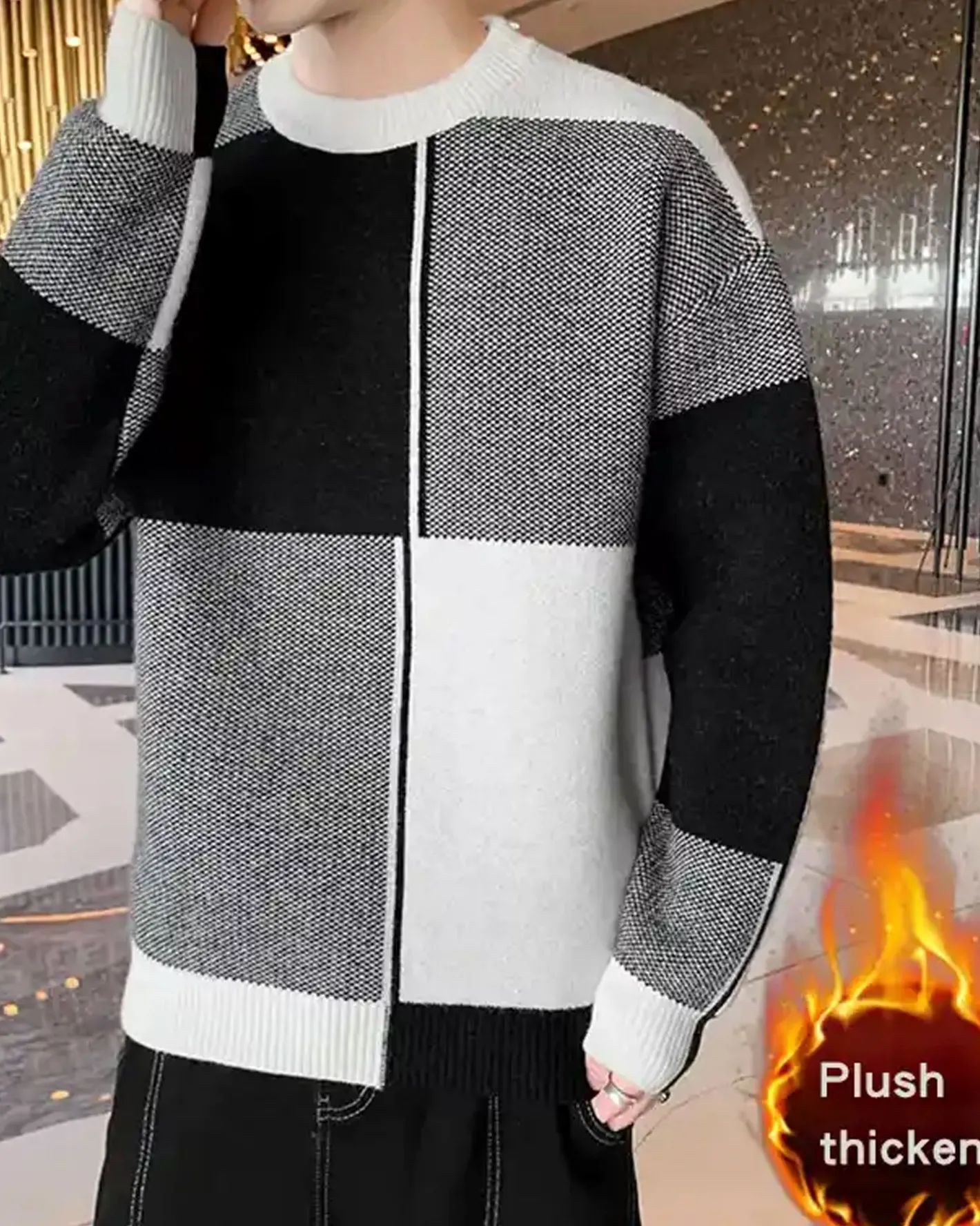 Best Knitted Colorblock Crew Jumper Man Standard