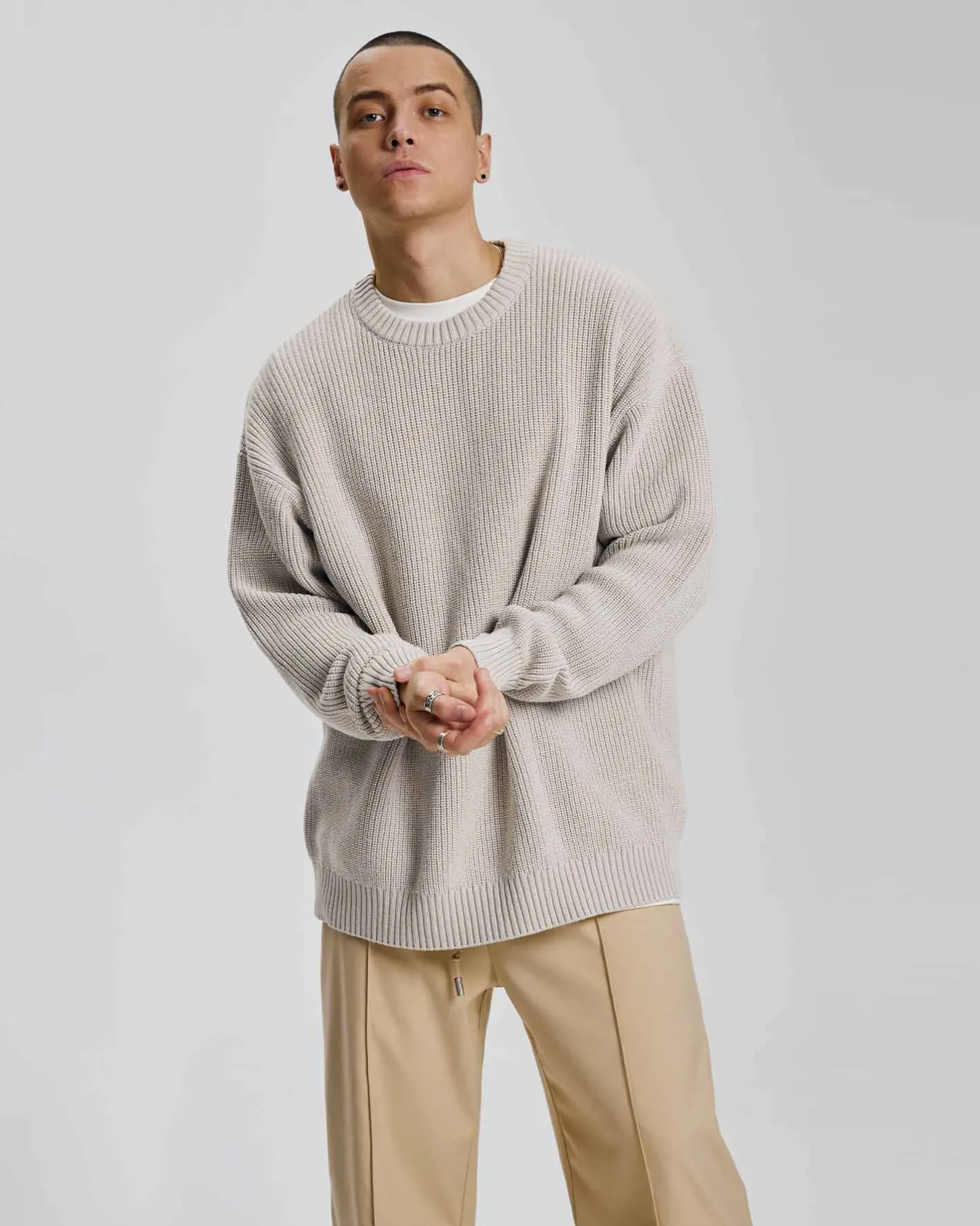 Fashion Knitted Crewneck Sweater Man Standard