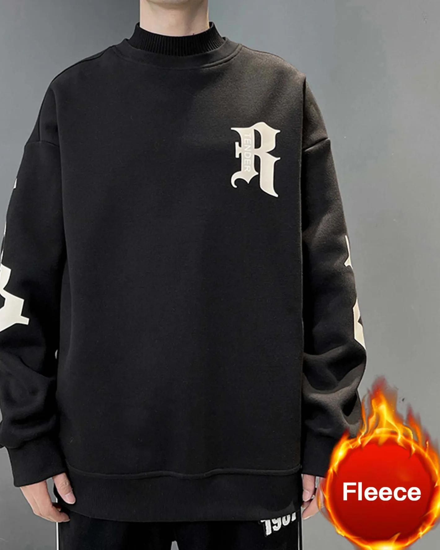 Hot Layered Neck Cotton Sweatshirt Man Standard