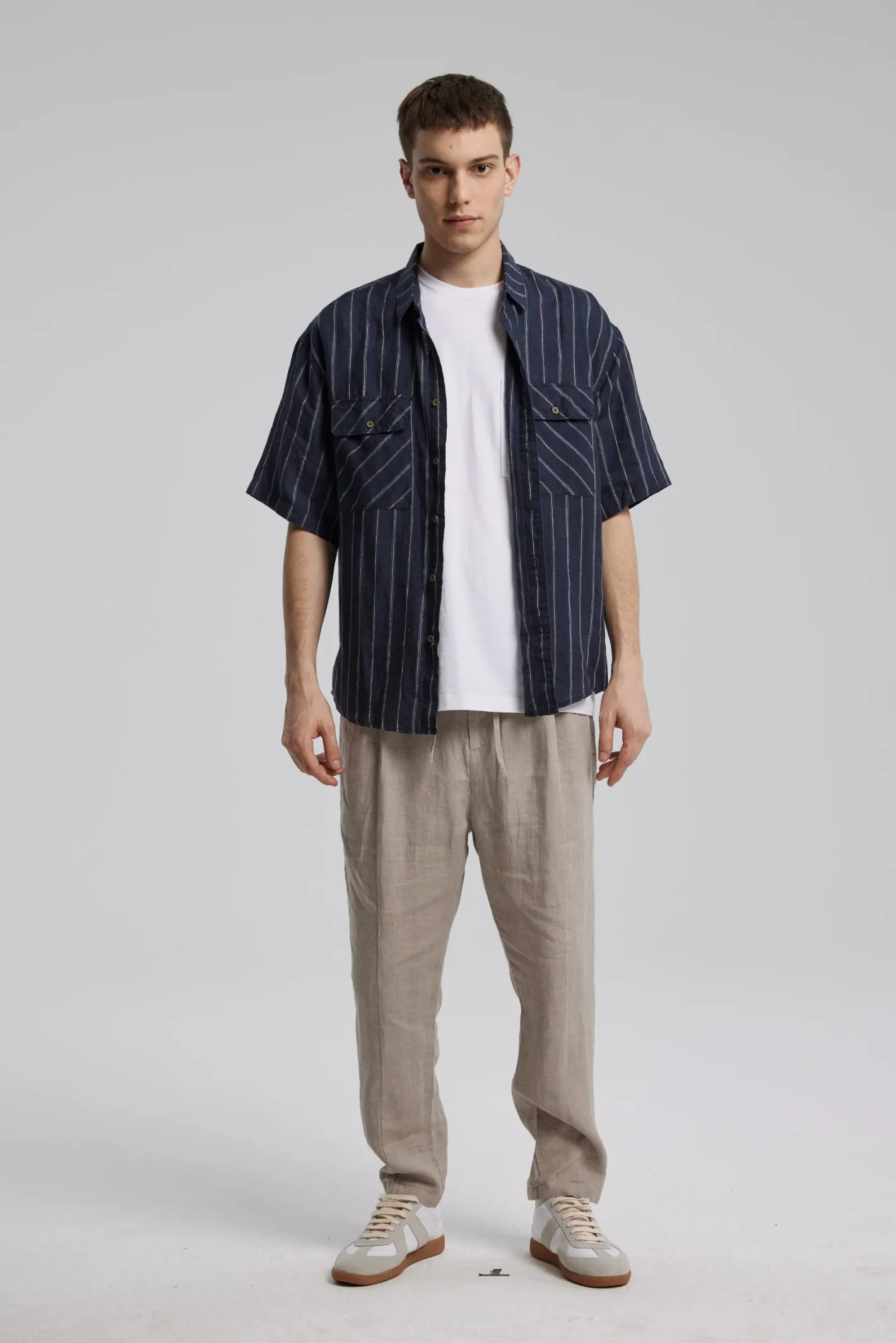 Shop Light Linen Pants Man Standard Trousers