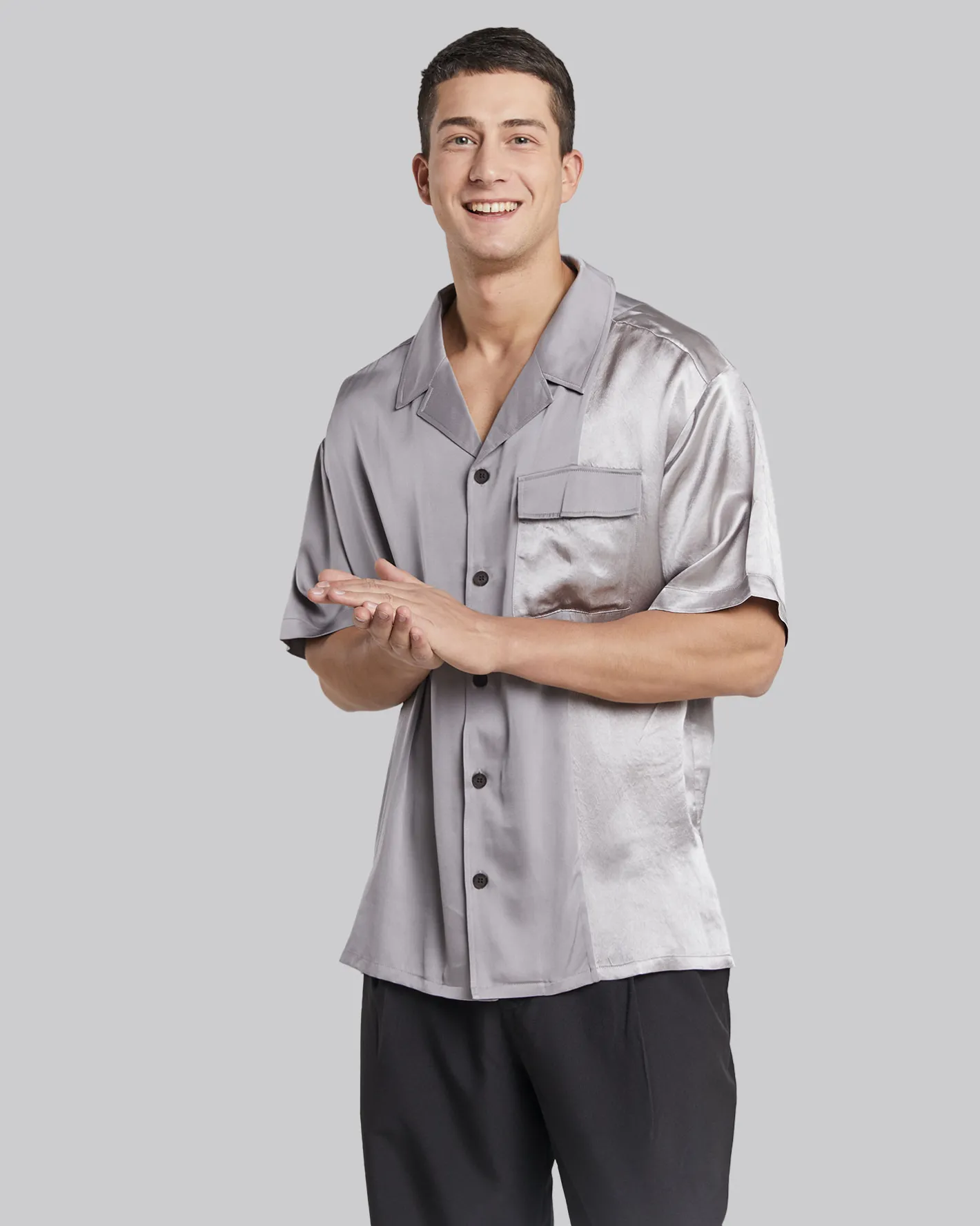 Store Lightweight Silk Short Sleeve Shirt Man Standard