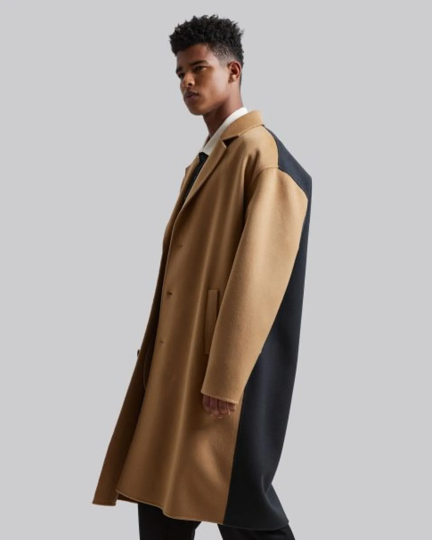 New Paneled Duo-Chromatic Cashmere Coat Man Coat