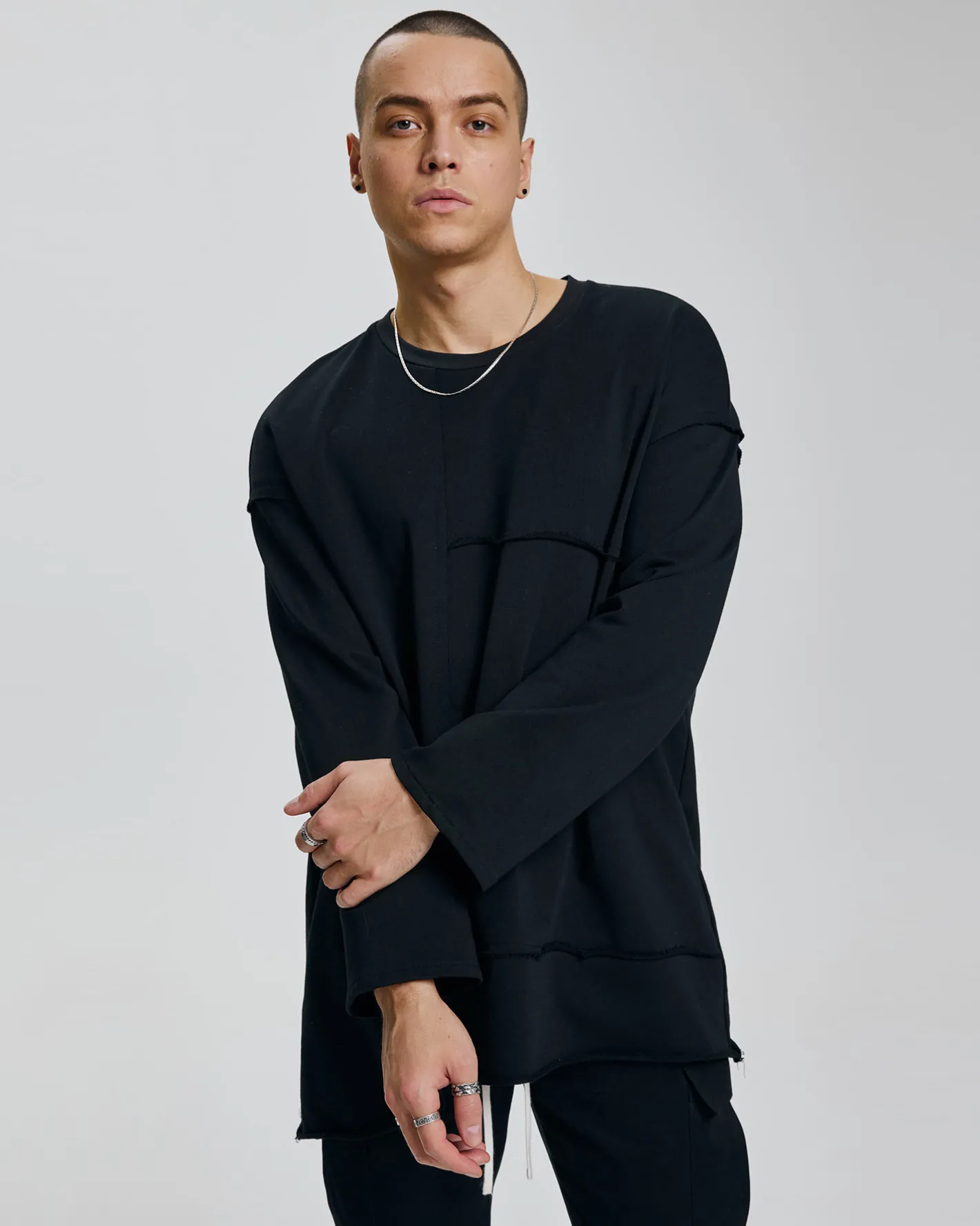 Shop Paneled Long-Sleeve T-Shirt Man Standard