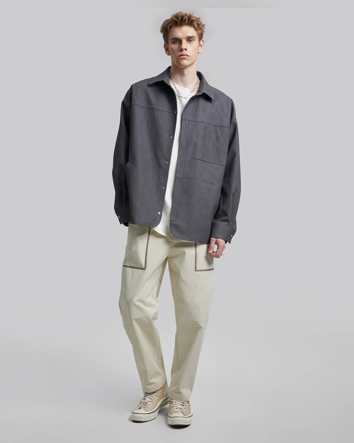 New Patch Pocket Cropped Pants Man Standard Trousers