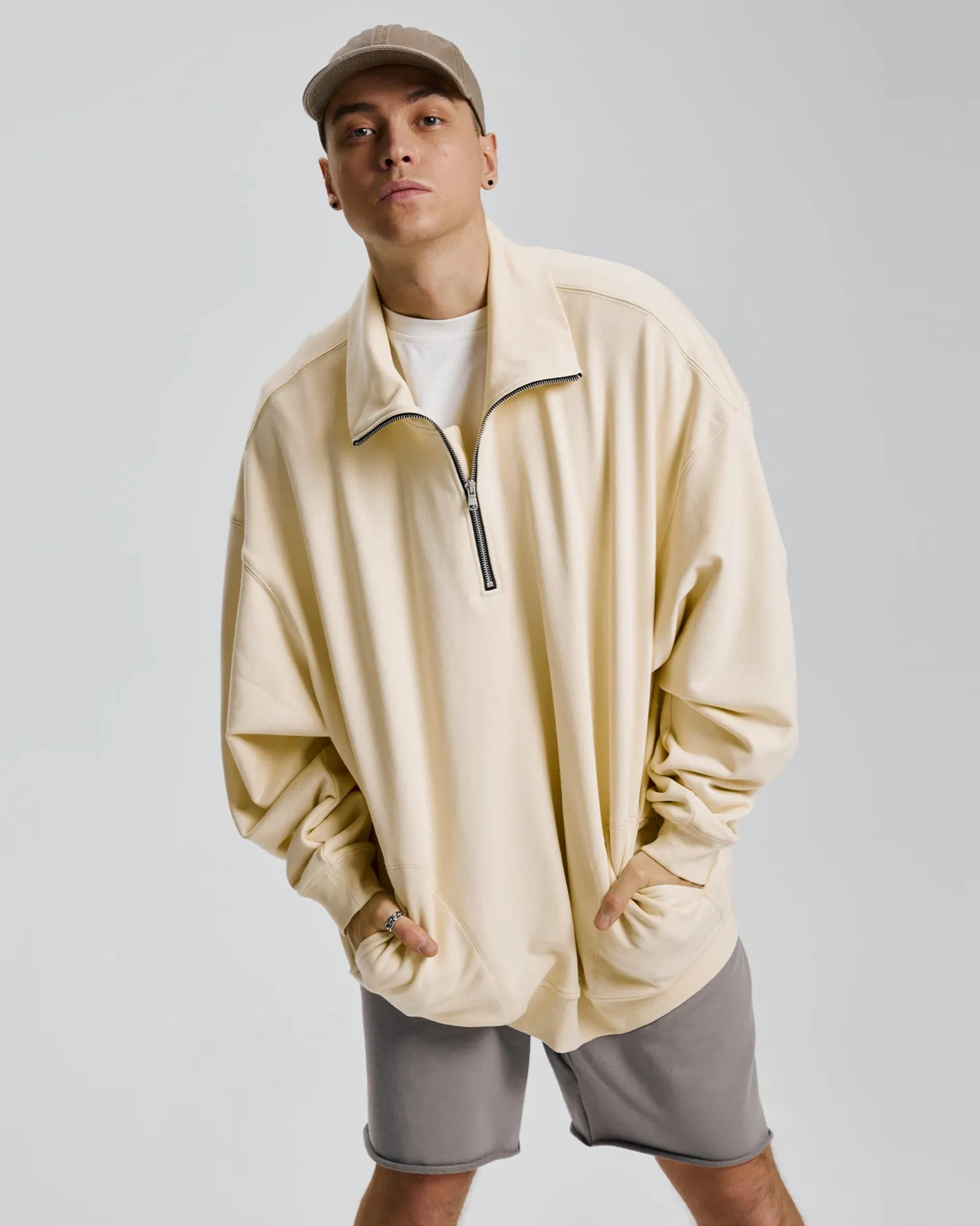 Outlet Plain Half-Zip Sweatshirt Man Standard