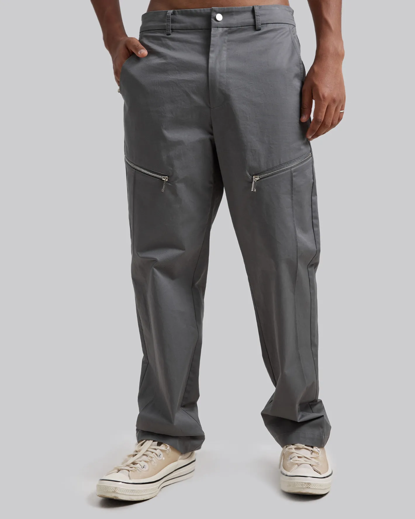 Online Pleated Pants With Zippers Man Standard Trousers