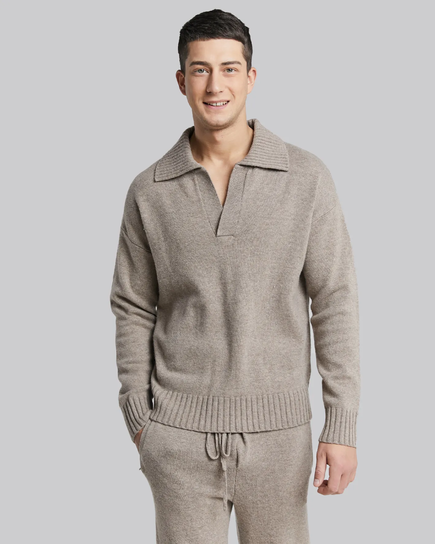 Outlet Polo Collar Wool Sweater Man Standard