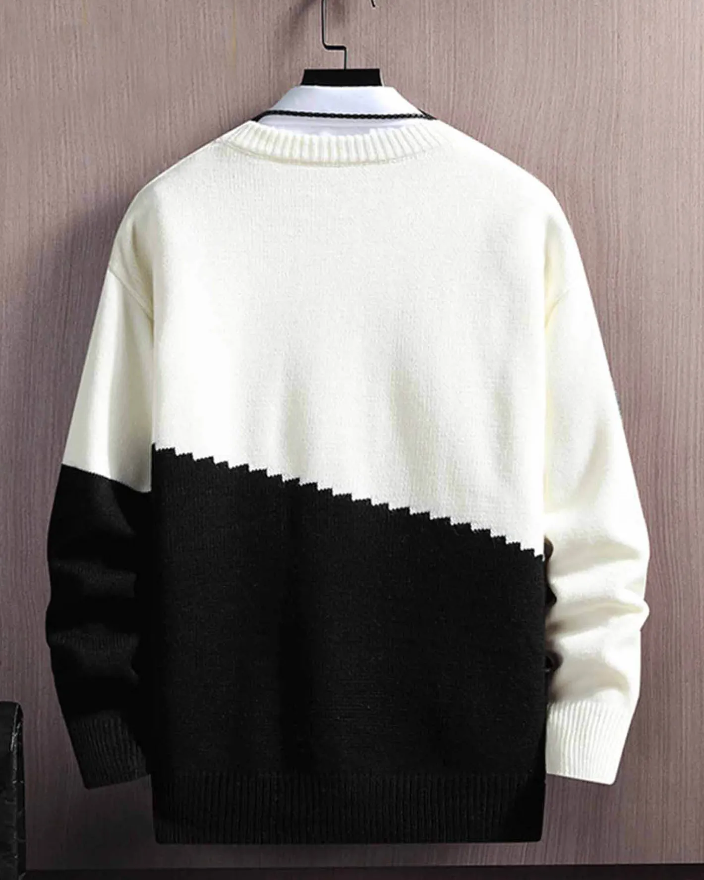 Shop Printed Colorblock Knit Jumper Man Standard