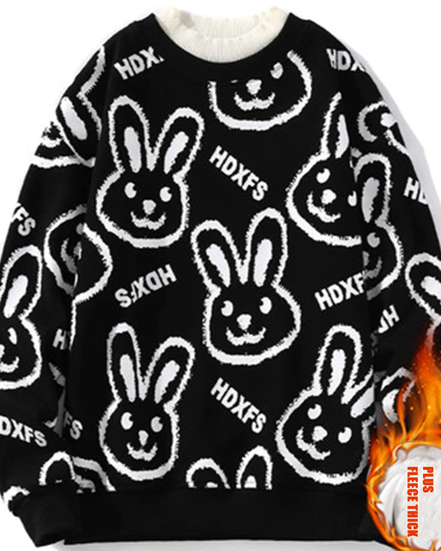 Hot Rabbit Cotton Crewneck Sweatshirt Man Thicker