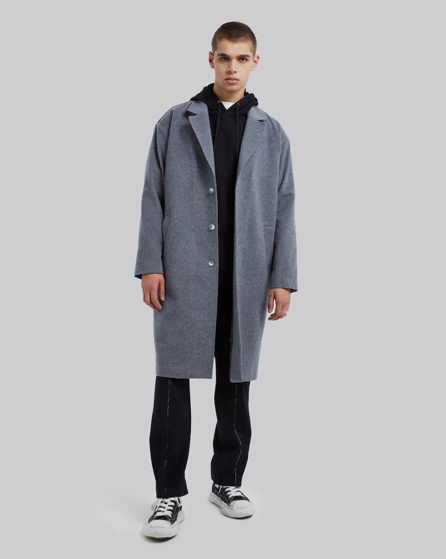 Fashion Single-Faced Paneled Wool Coat Man Coat