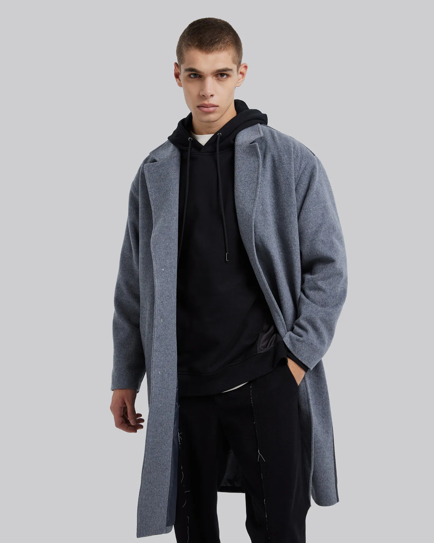 Fashion Single-Faced Paneled Wool Coat Man Coat