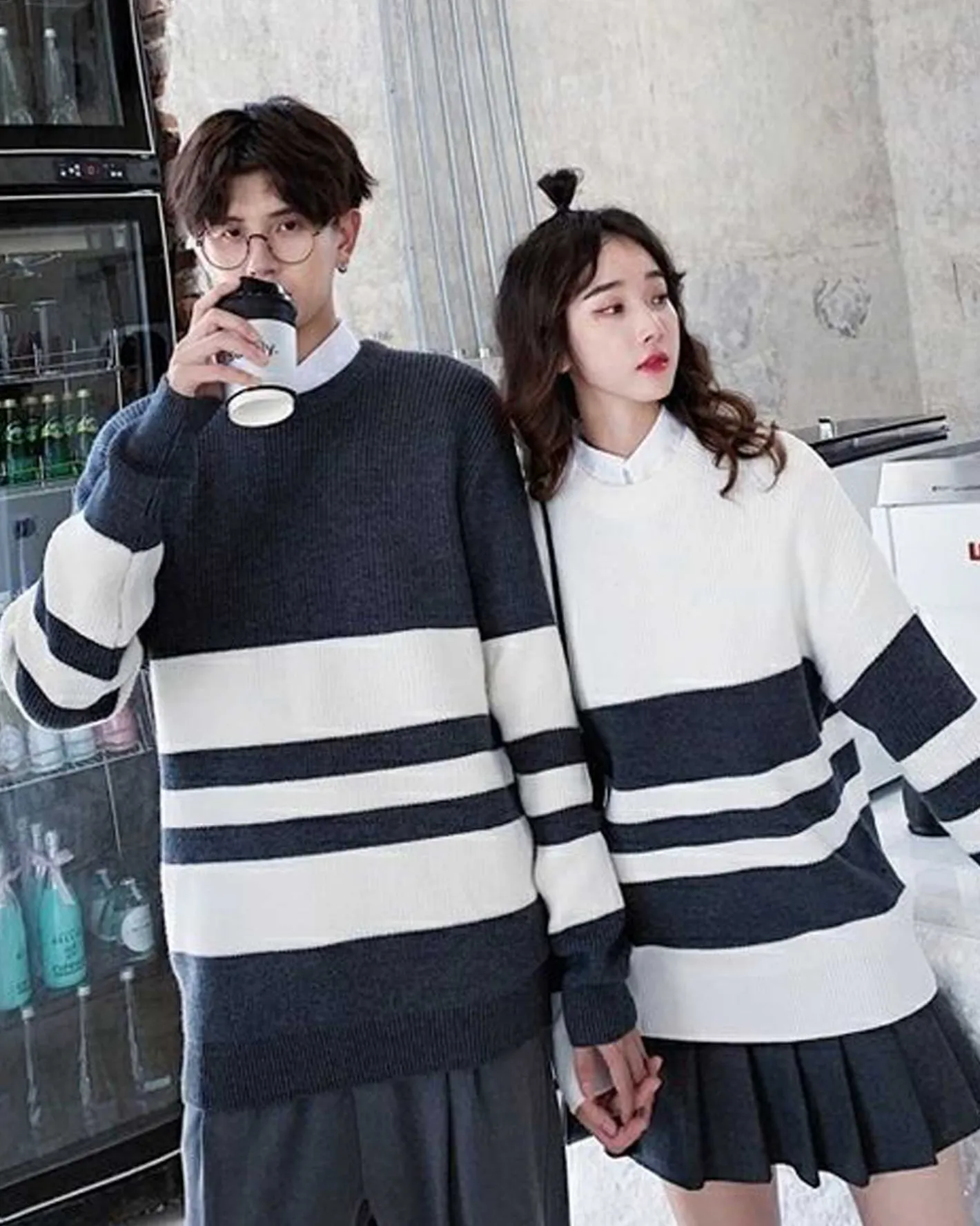 Online Striped Crewneck Knit Jumper Man Standard