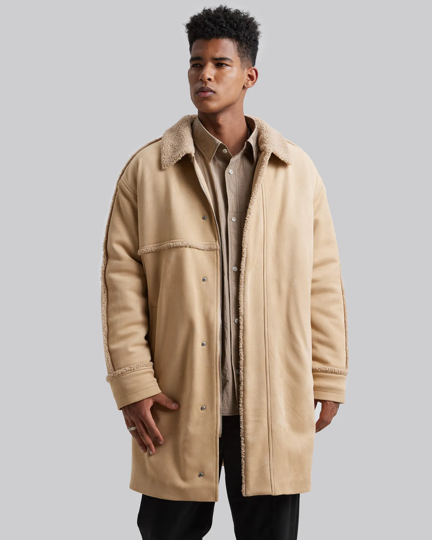 Clearance Suede Jacket With Fleece Lining Man Coat