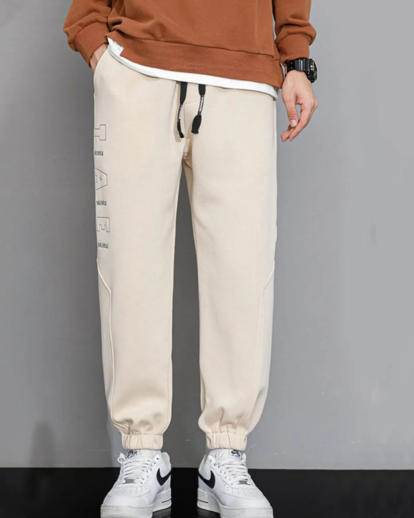 Shop Tapered Drawstring Cotton Joggers Man Standard Trousers