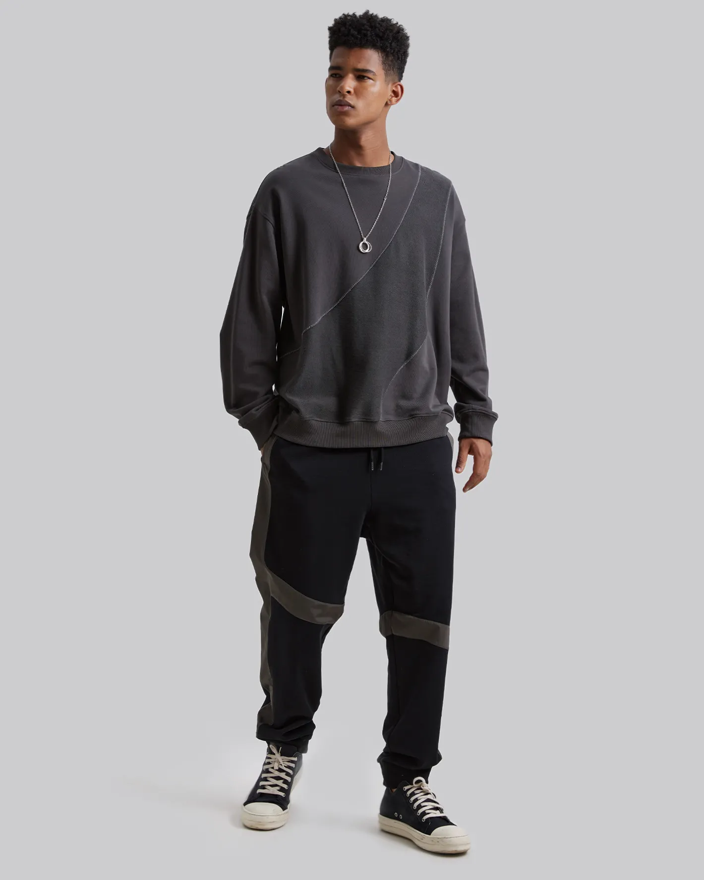 Outlet Track Pants With Asymmetrical Pattern Man Standard Trousers