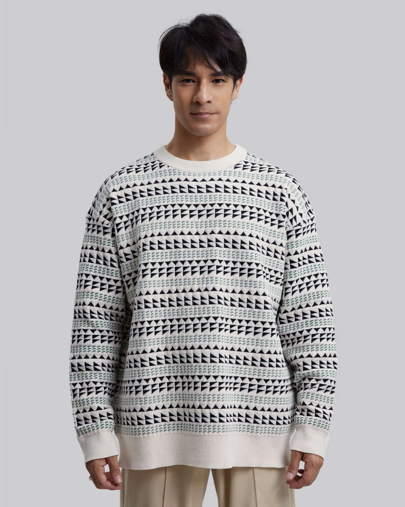 New Triangle Pattern Ribbed Sweater Man Standard