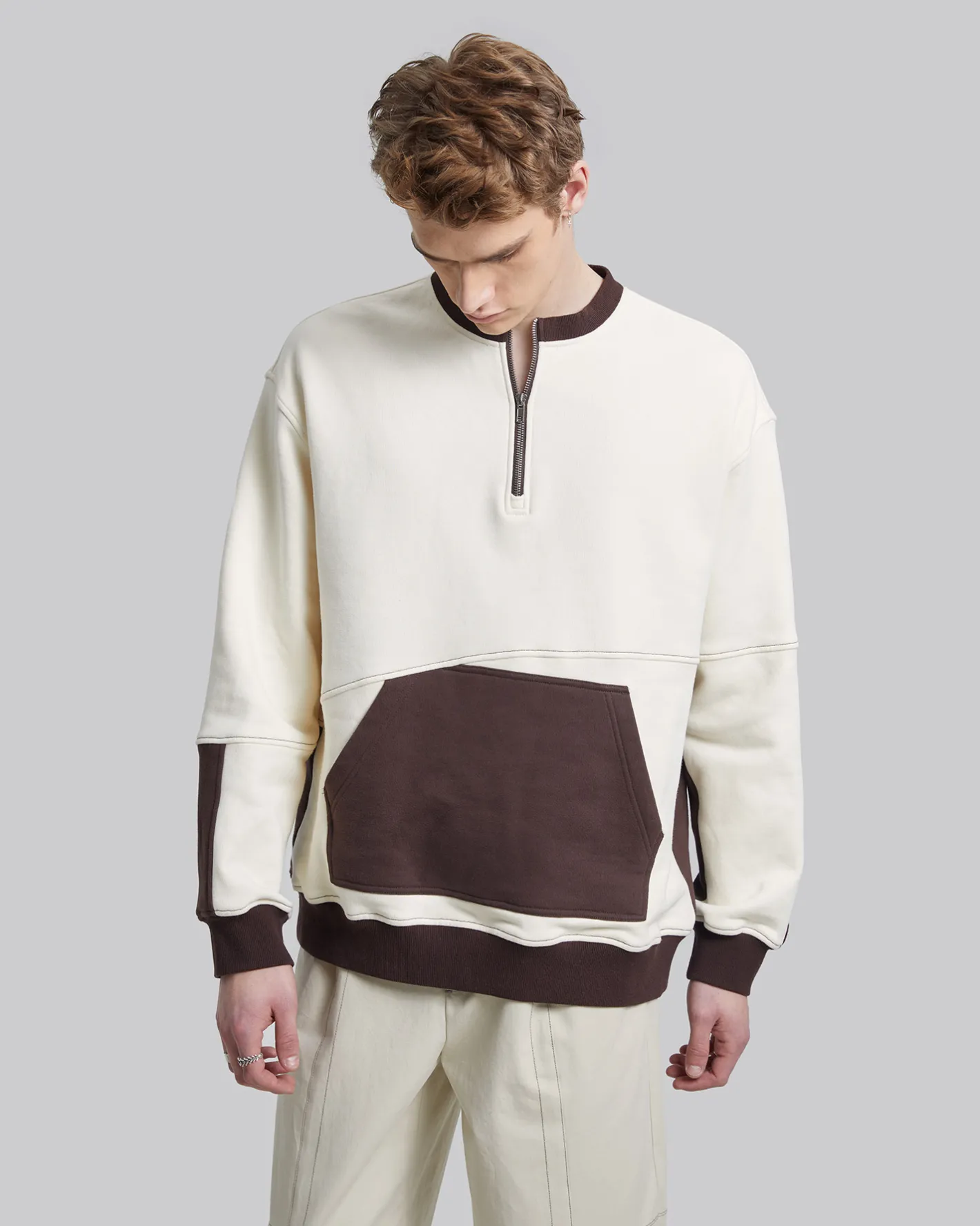 Sale Two-Tone Half-Zip Sweatshirt Man Standard