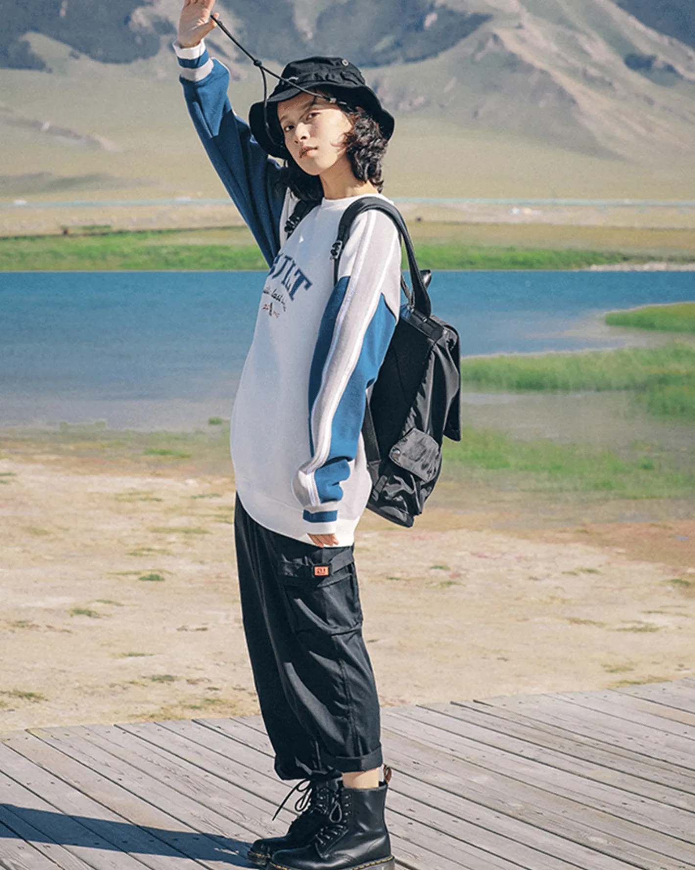 Online Vintage Colorblock Cotton Sweatshirt Man Standard