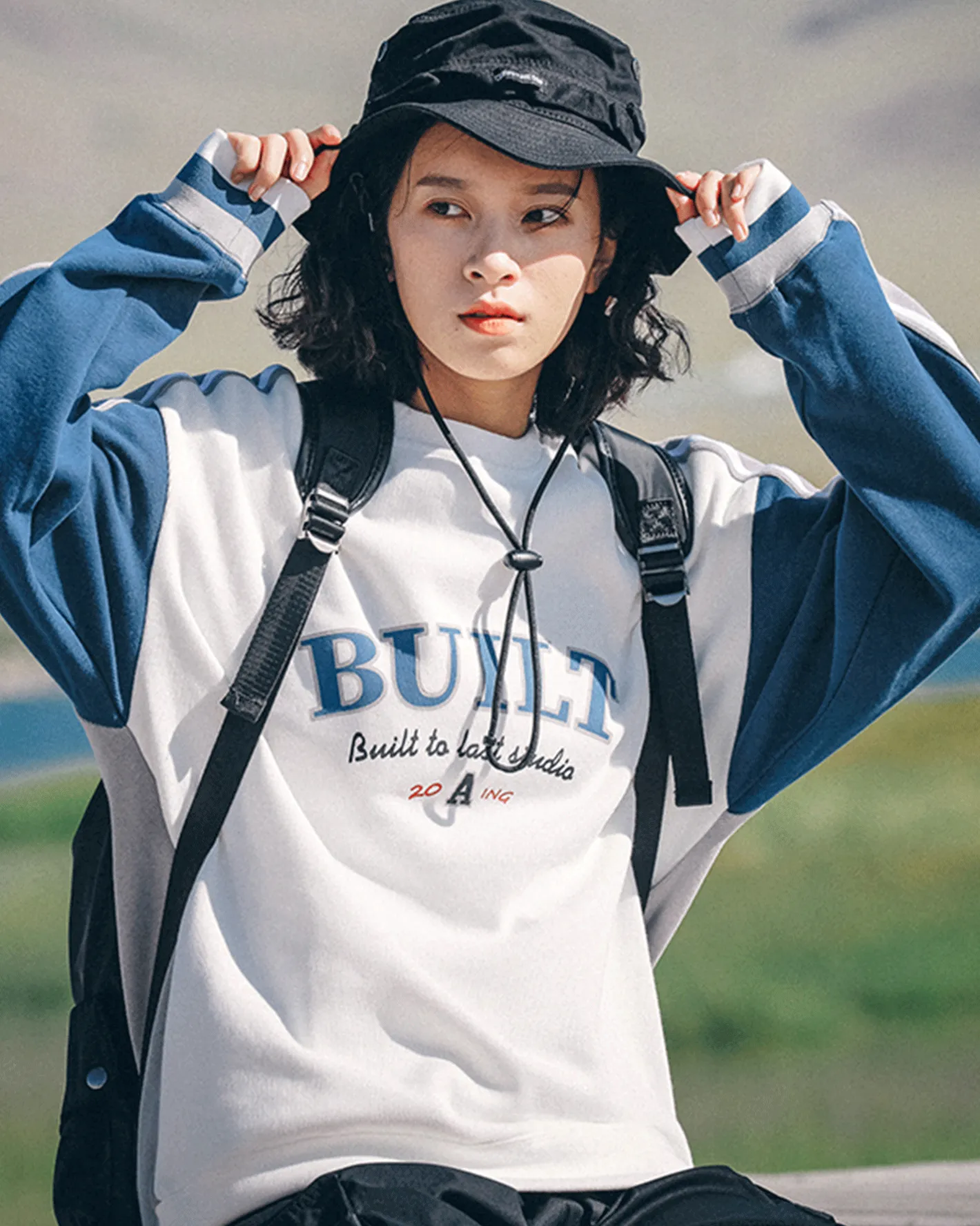Online Vintage Colorblock Cotton Sweatshirt Man Standard