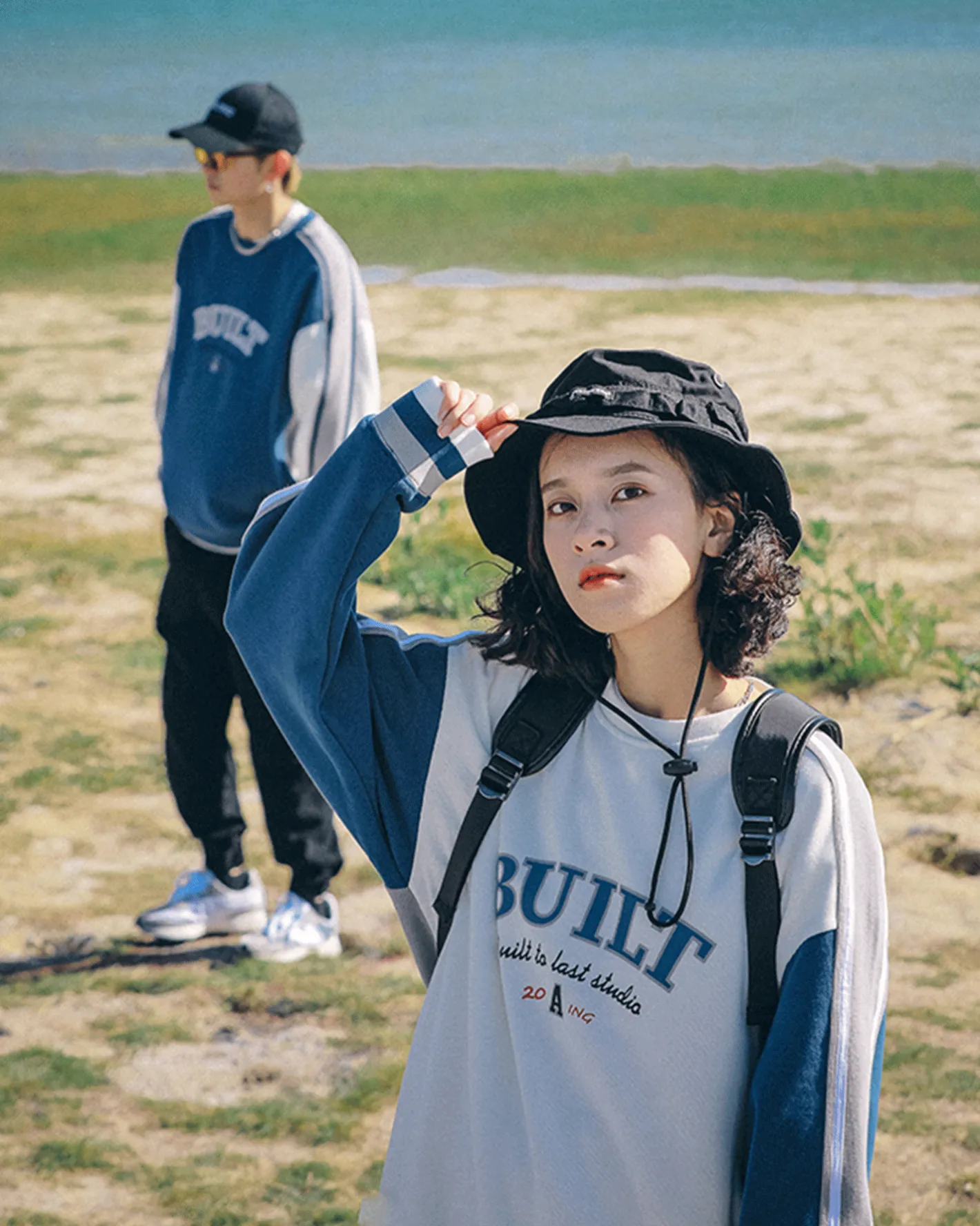 Online Vintage Colorblock Cotton Sweatshirt Man Standard