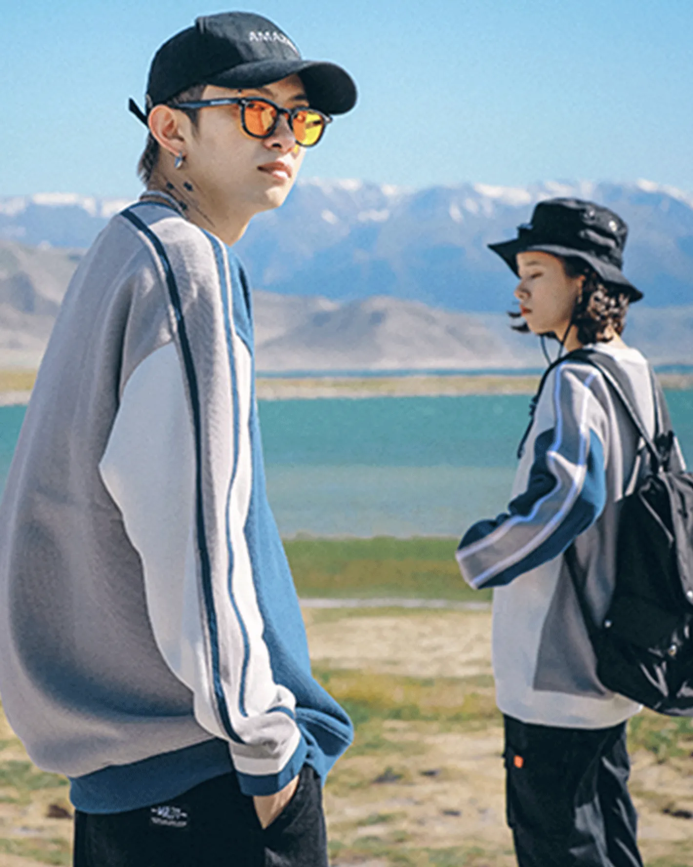 Online Vintage Colorblock Cotton Sweatshirt Man Standard