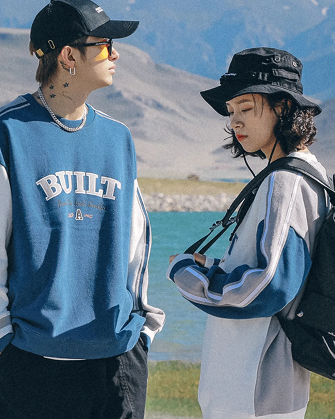 Online Vintage Colorblock Cotton Sweatshirt Man Standard