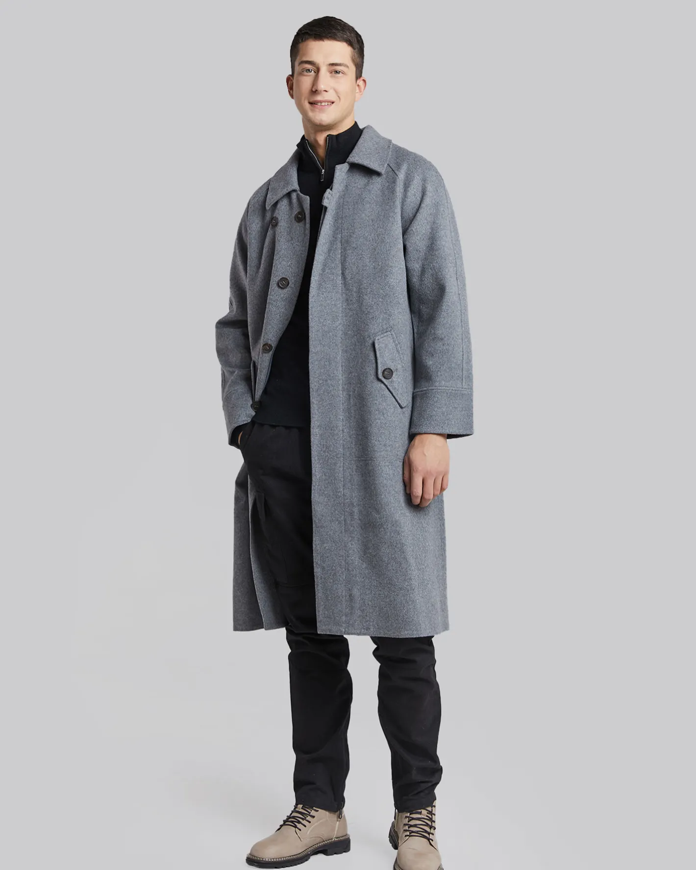 Cheap Wool-Cashmere Long Coat Man Coat